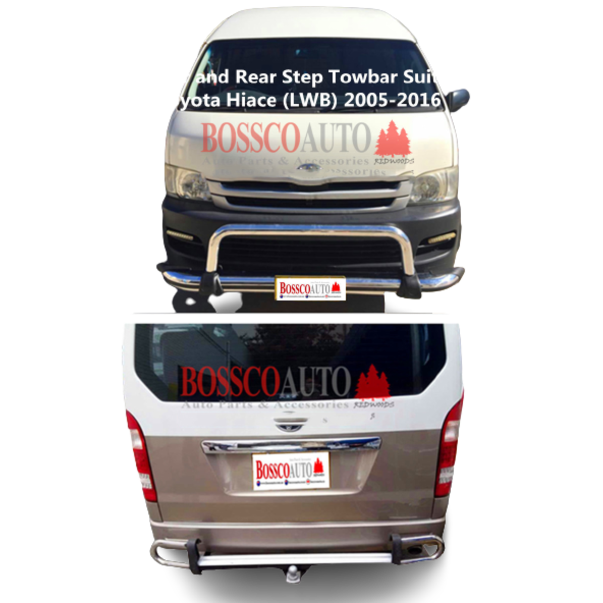 Nudge Bar and Rear Step Towbar Suitable for TOYOTA Hiace Commuter SLWB 2005-2019
