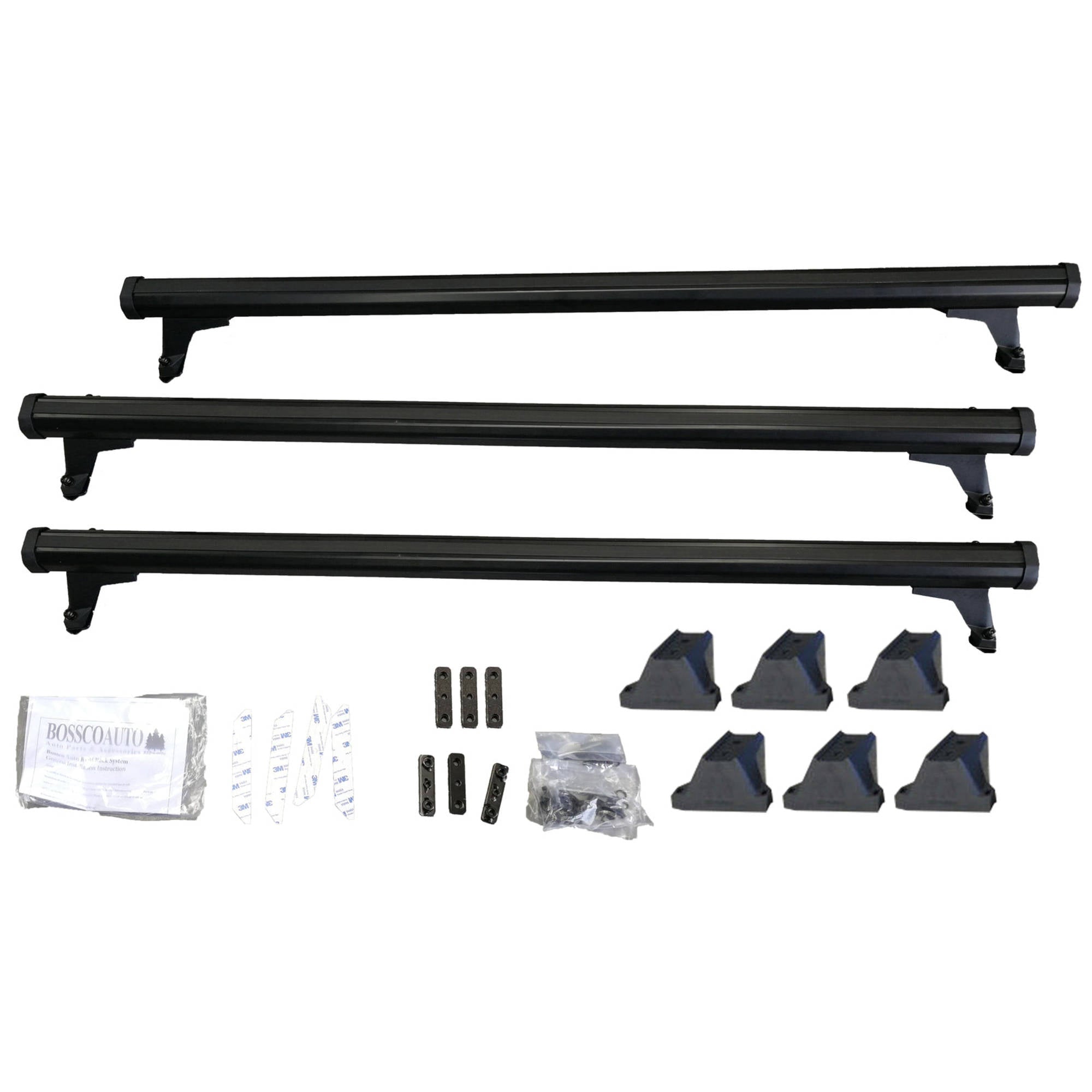 Set of 3 Black Heavy Duty Roof Racks for Renault Trafic X82 Van 2017-2023