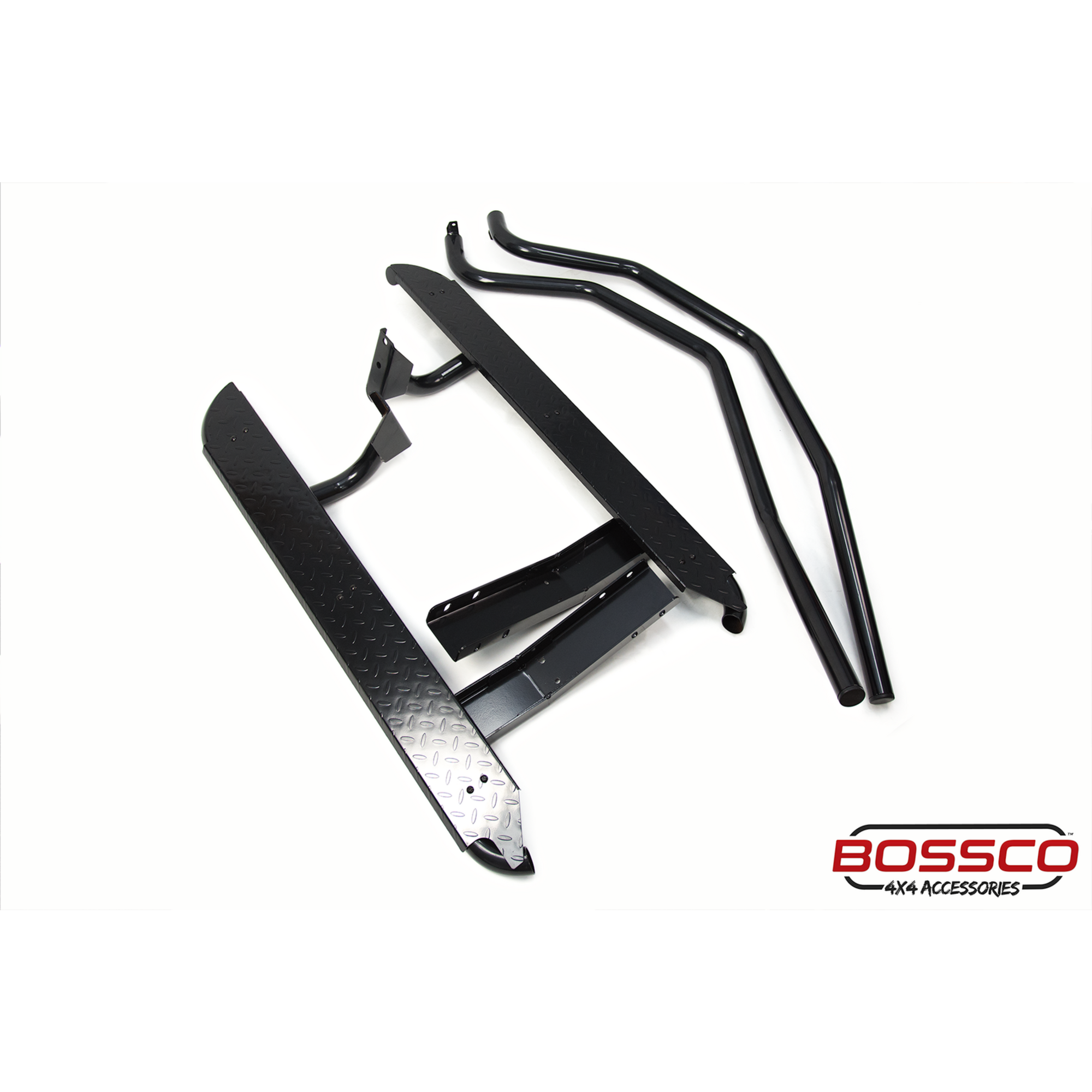 Heavy Duty Black Side Steps With Brush Bars Suitable For Toyota Hilux Single Cab 2005-2014