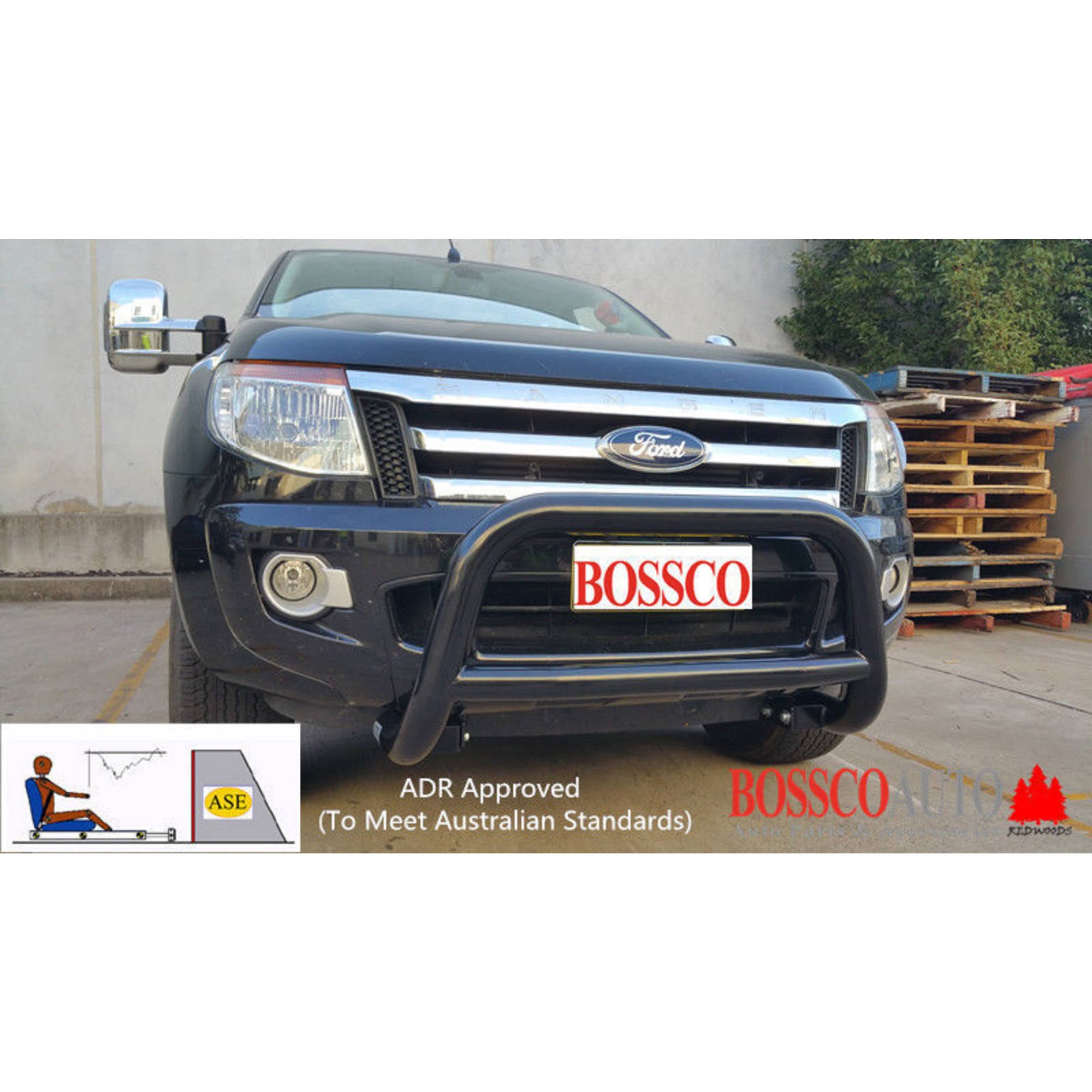BLACK LOW Nudge Bumper Bar suitable for Ford Ranger PX MKII 2015-2020 - FACTORY SECONDS