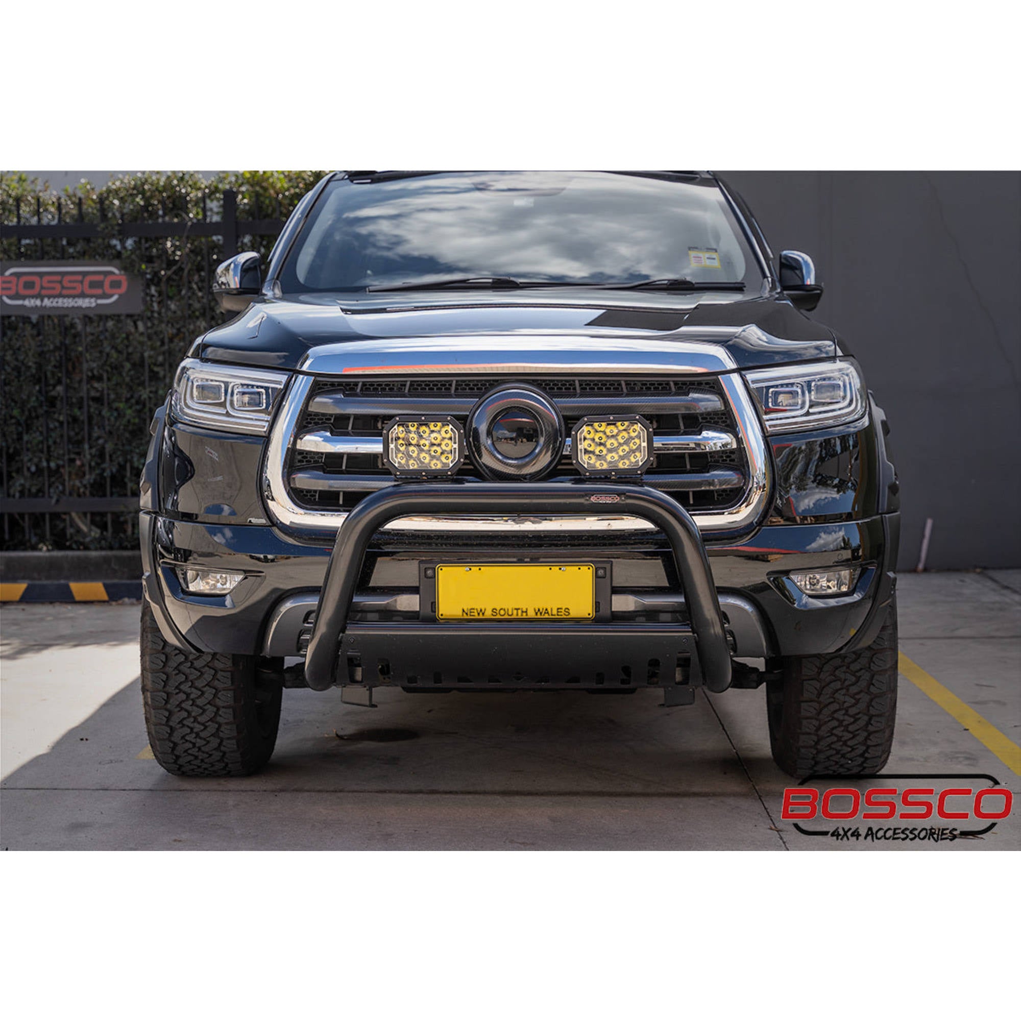 Black Low Nudge Bar with Skid Plate suitable for GWM Great Wall Cannon 09/2020-04/2022