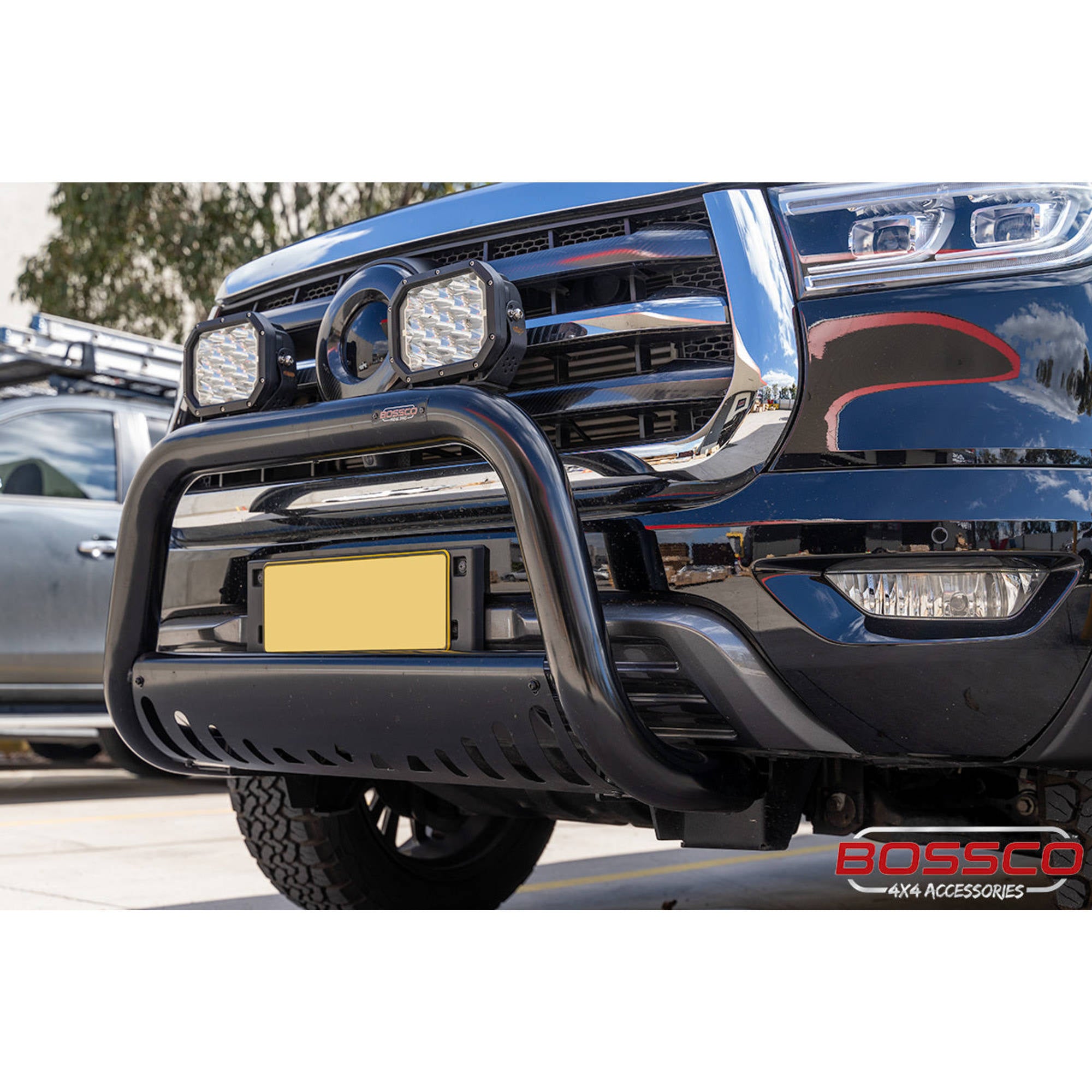 Black Low Nudge Bar with Skid Plate suitable for GWM Great Wall Cannon 09/2020-04/2022