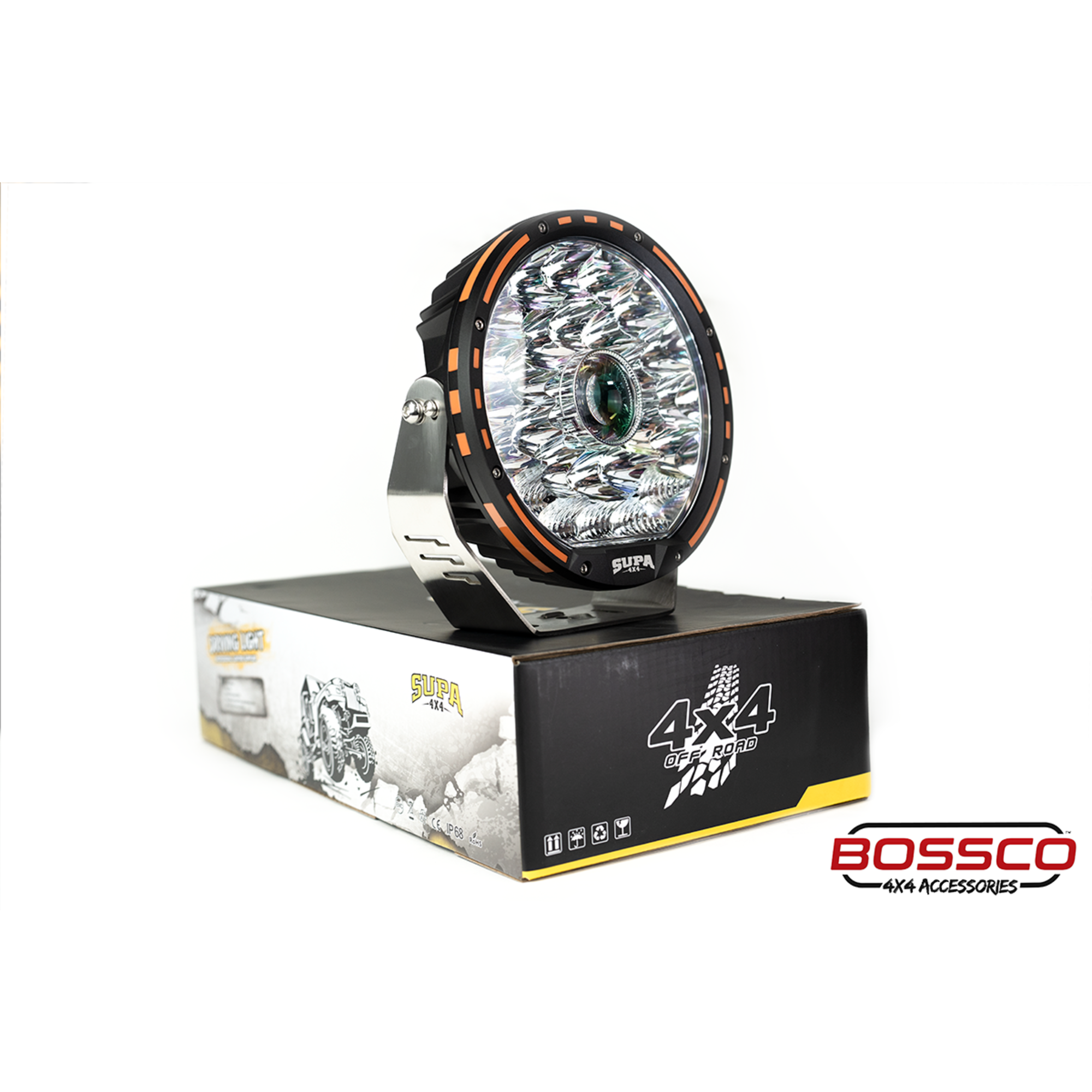 9" LED Driving Lights with LED LASER | 1 Lux @ 1200m | 23920 Lumens | IP68 Rated - PAIR With Harness