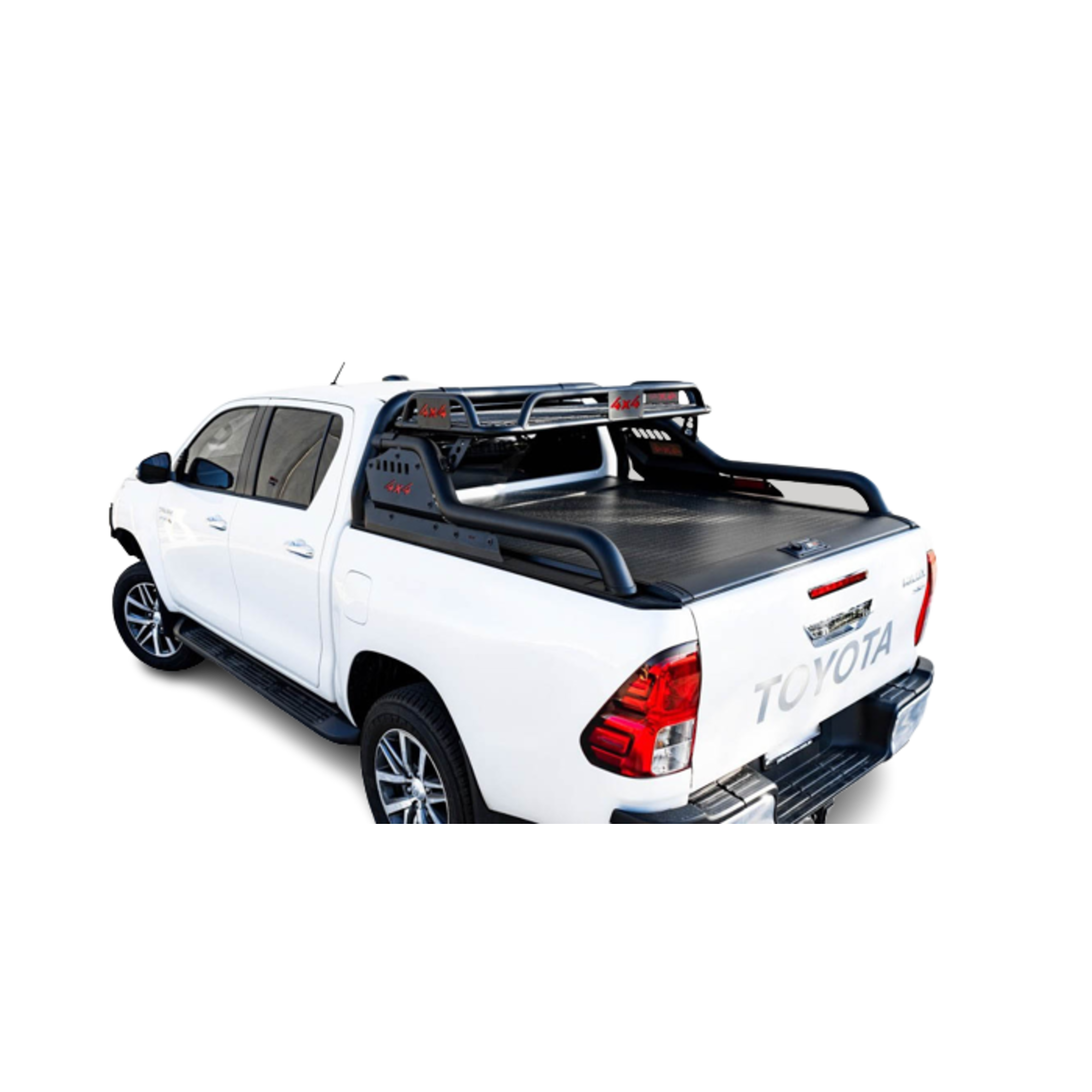 Adjustable Width Black Extended Roll Sports Bar With Basket & Integrated Rear Brake Light for Bossco Roller Covers