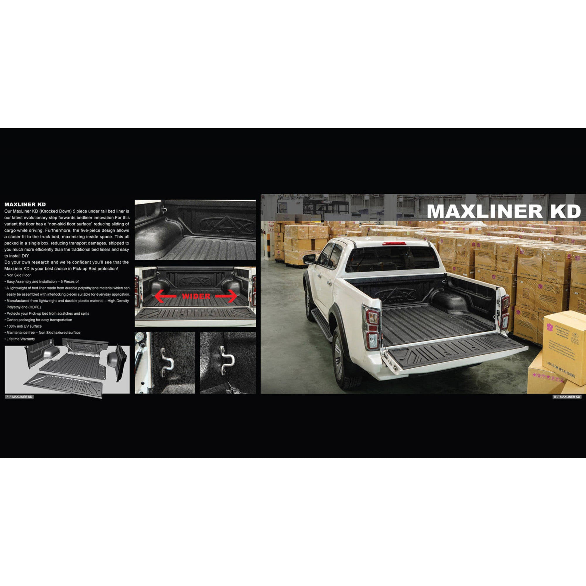 MaxPro KD 5-Piece Under Rail Tub Liner Bedliner Suitable For Nissan Navara 2021+