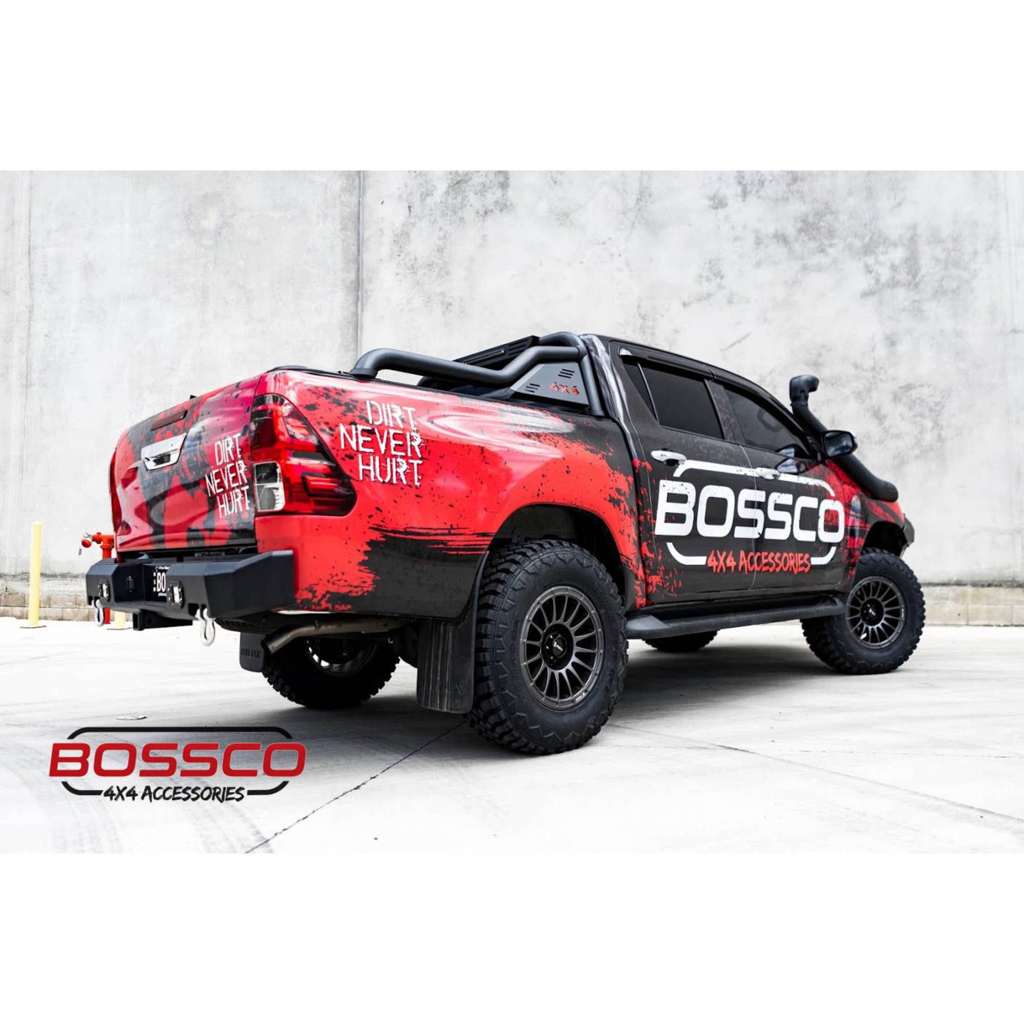 Black Steel Extended Sports Bar Suitable With BA Roller Shutters - For Large American Utes