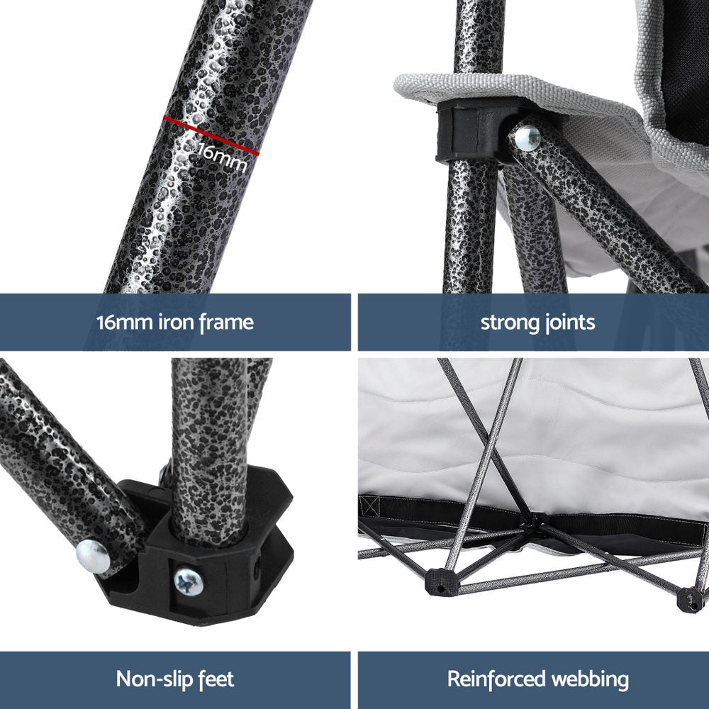 Weisshorn Camping Chair Double Folding Moon Chair Portable Seat 240KG