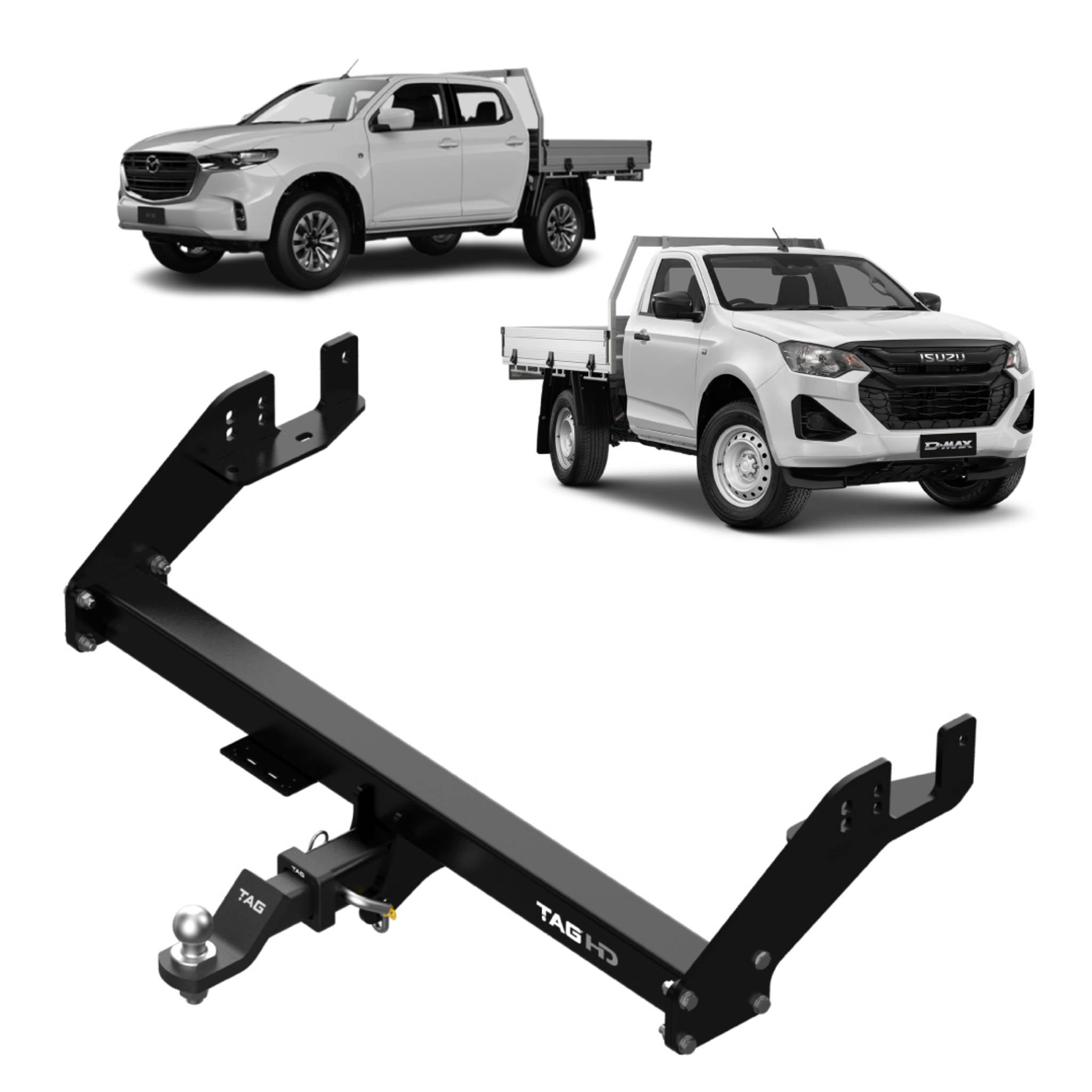 TAG Extended Towbar & Direct Fit Wiring for Mazda BT-50 & Isuzu D-MAX (07/2020 - on) - Extended Cab Chassis Without Step