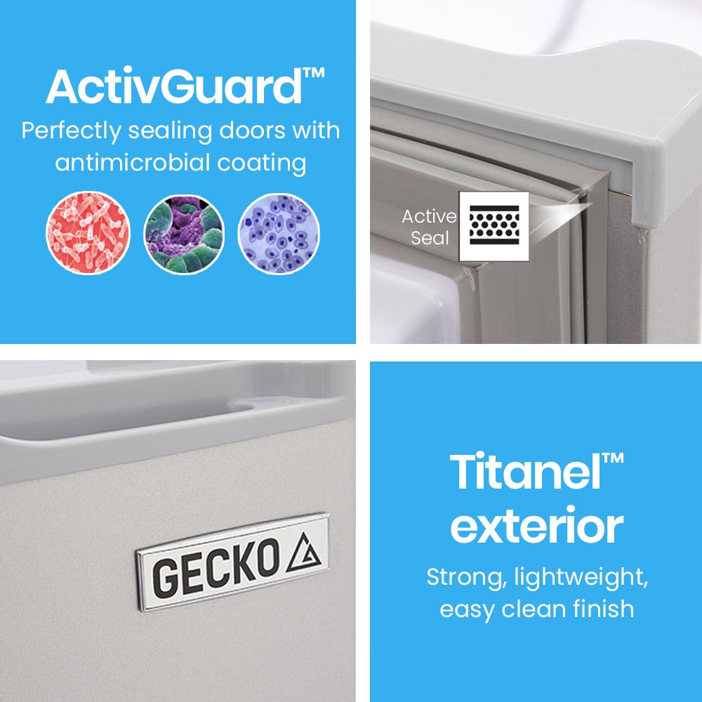 GECKO 70L Portable Bar Fridge and Freezer 12V/24V for Camping, Caravans, Silver