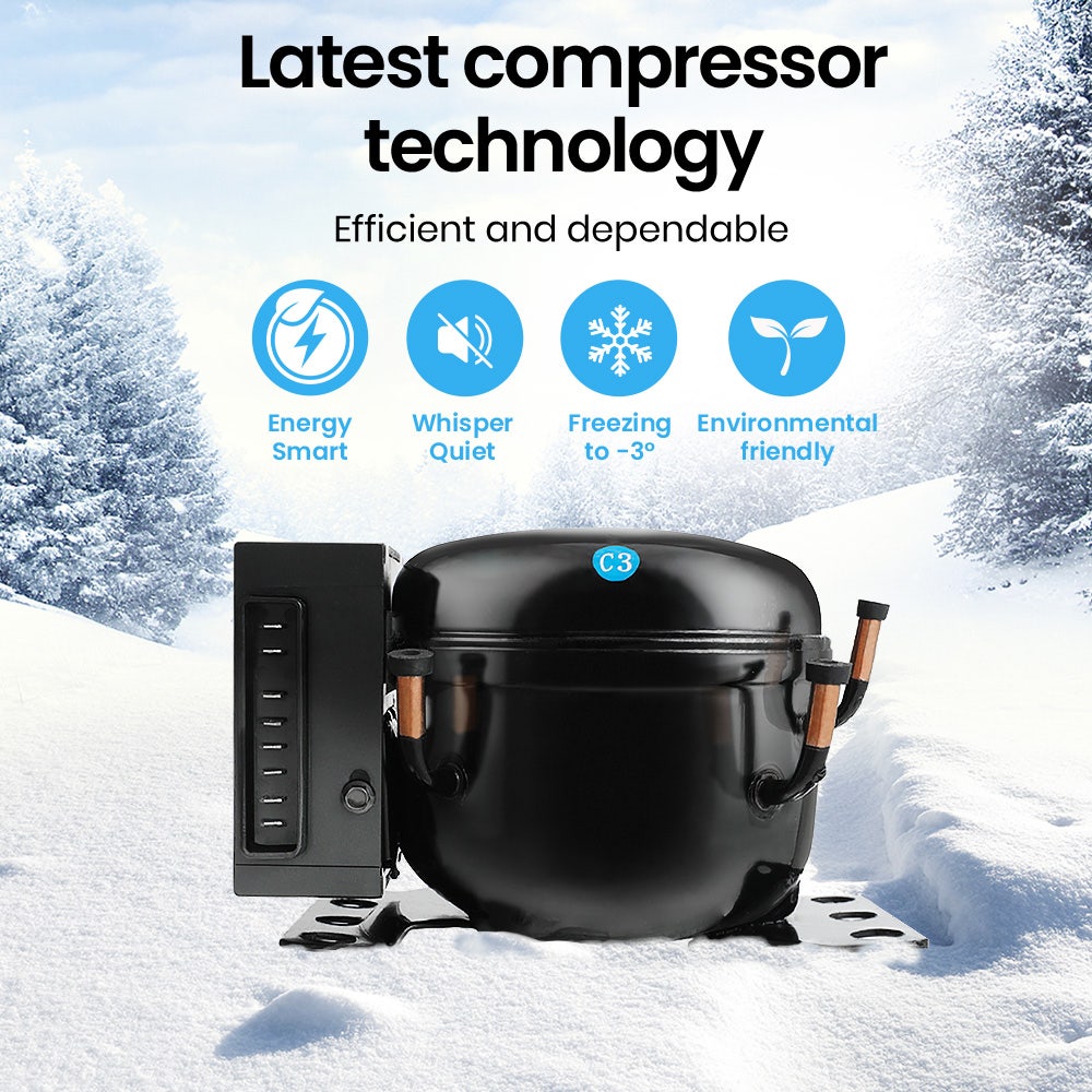 GECKO 95L Portable Upright Fridge and Freezer, 12V/24V for Camping, Caravans, Silver