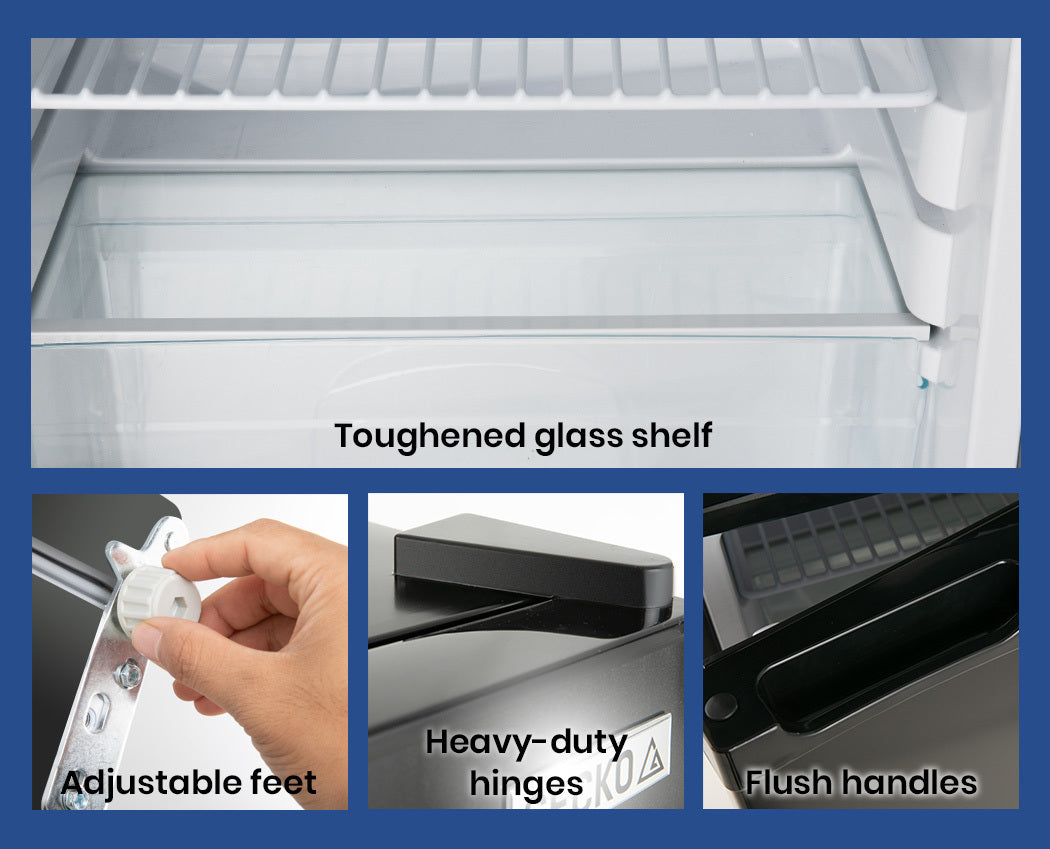 GECKO 95L Portable Upright Fridge, 12V/24V for Motorhome, Caravan, Black