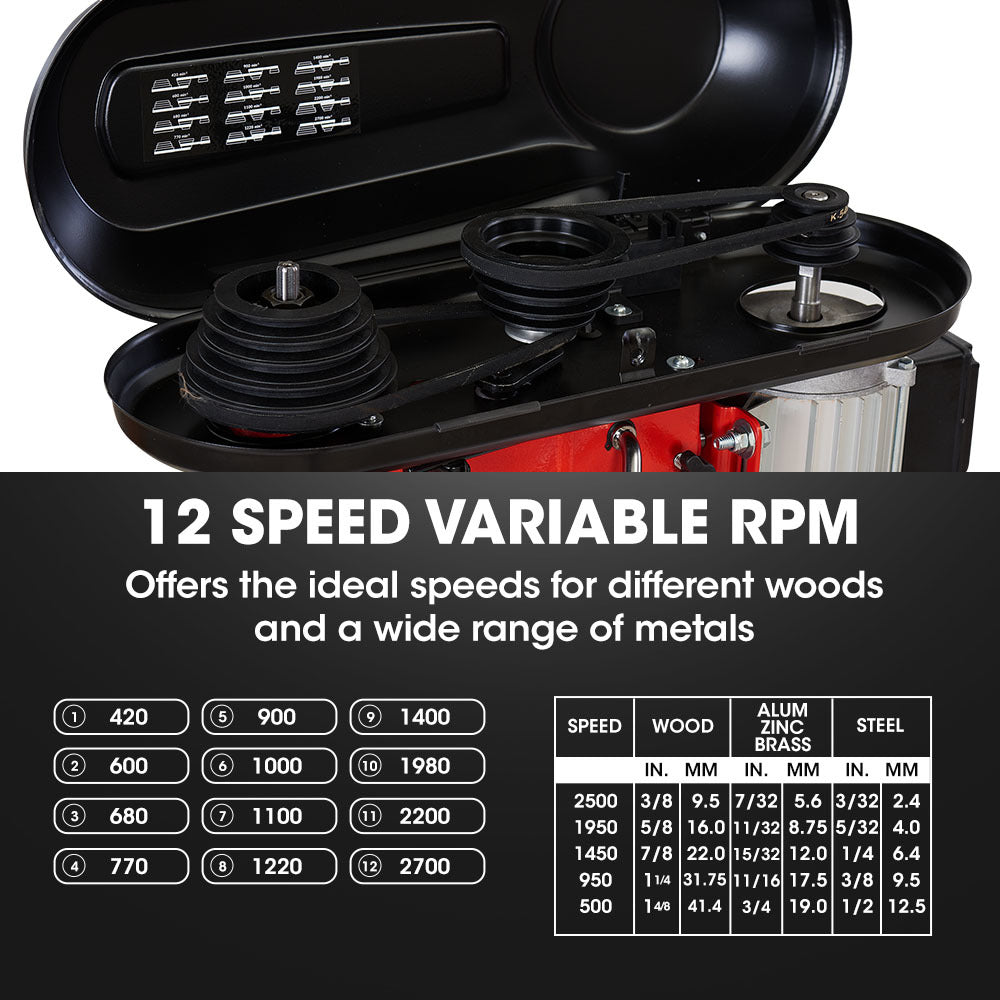 Baumr-AG 600W 12" Pedestal Bench Drill Press, 12 Speeds, 16mm Chuck (DP17)