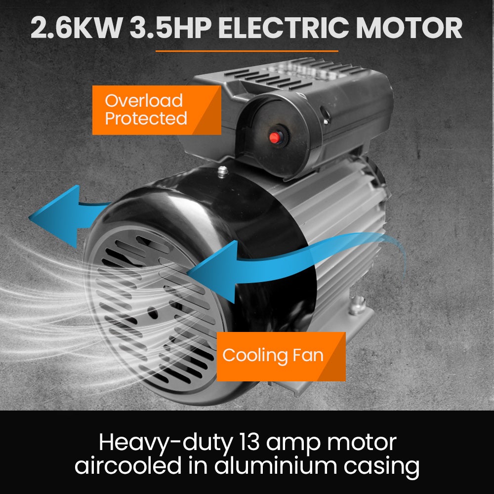 Unimac 100L 2.6kW Industrial Air Compressor, 370L/min 116PSI, Brushless Motor, Long Service Life, Certified Vertical Tank, 15A Plug