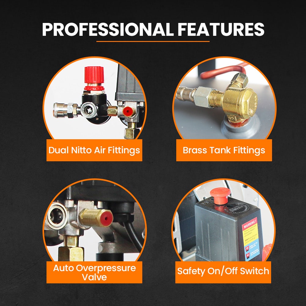 UNIMAC 50L 3.0HP Silent Oil-Free Electric Air Compressor, Portable, Twin Nitto Outlets