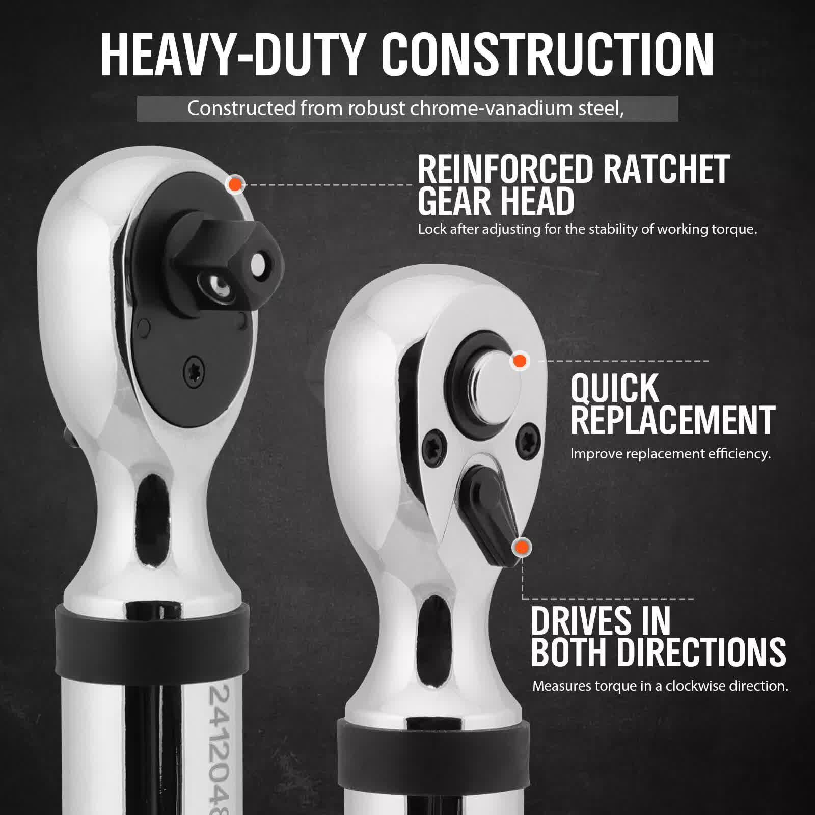 3/8" Drive Digital Torque Wrench Electronic Adjustable Torque Range 44ftlb