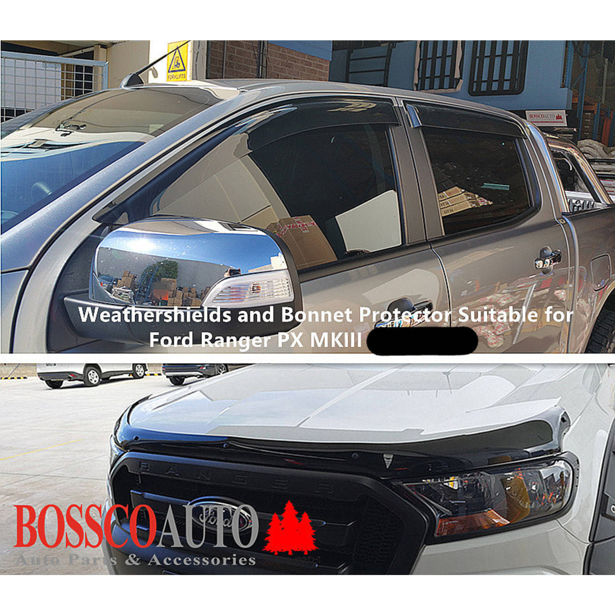 Weathershields Window Visors and Bonnet Protector Suitable for Ford Ranger MKIII 2018-2022