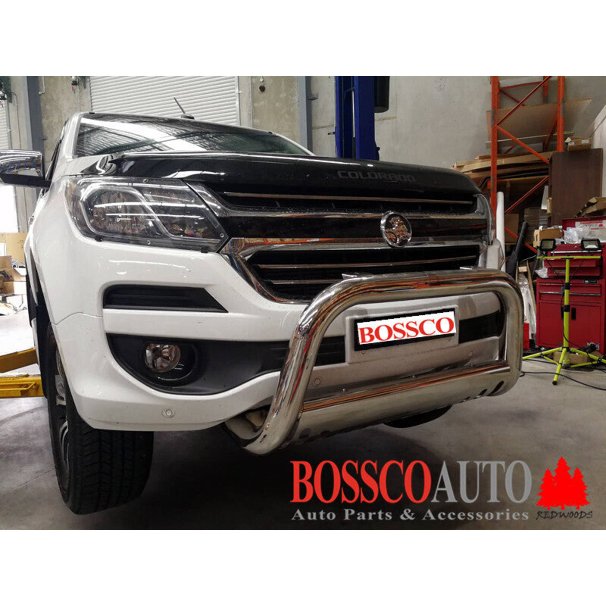Low Chrome Stainless Steel Nudge Bar with Stone Guard / Bash Plate for Colorado 2012-2016