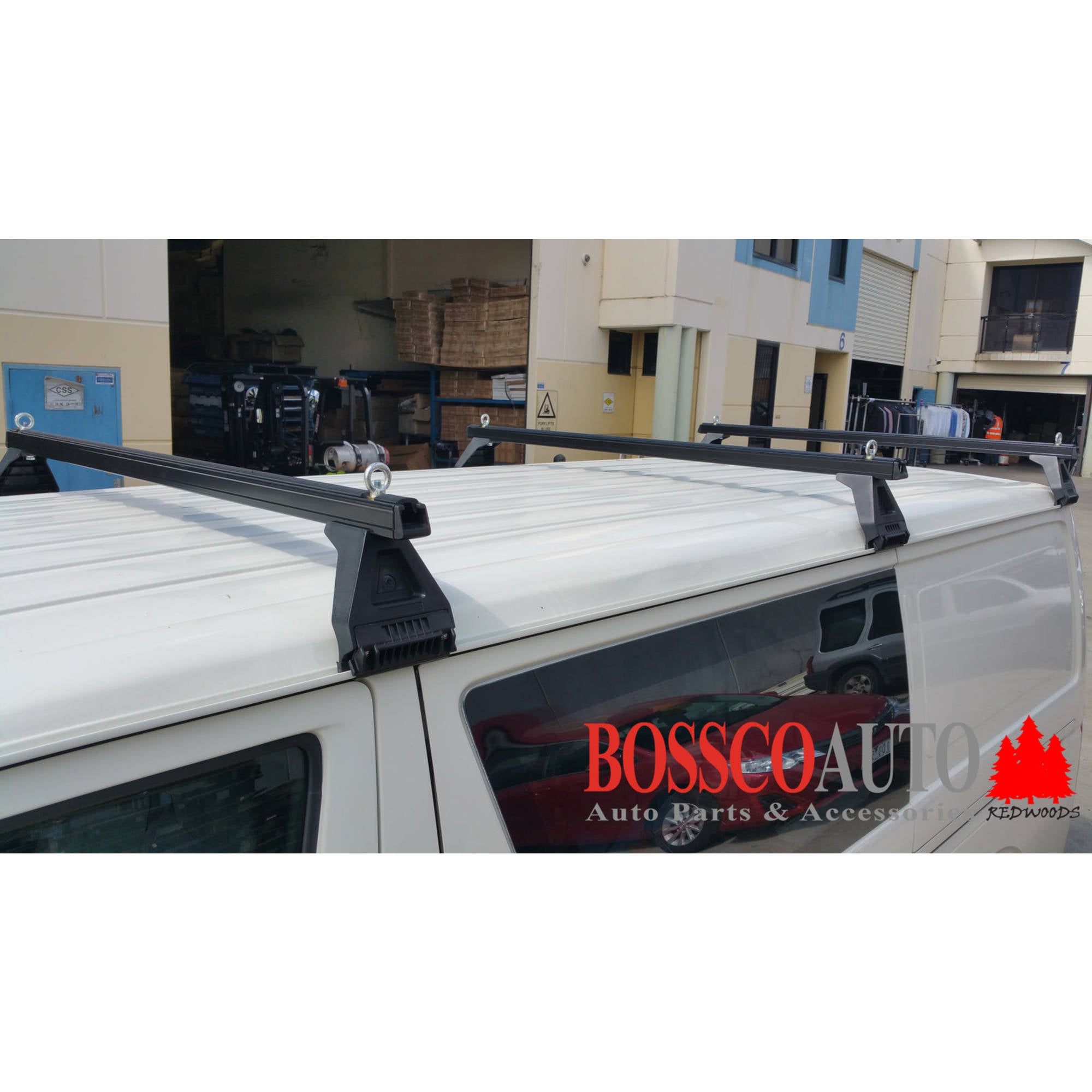 6"x58" Black Heavy Duty Roof Racks For Gutter Rail Mount Vehicles (Set of 3 racks)