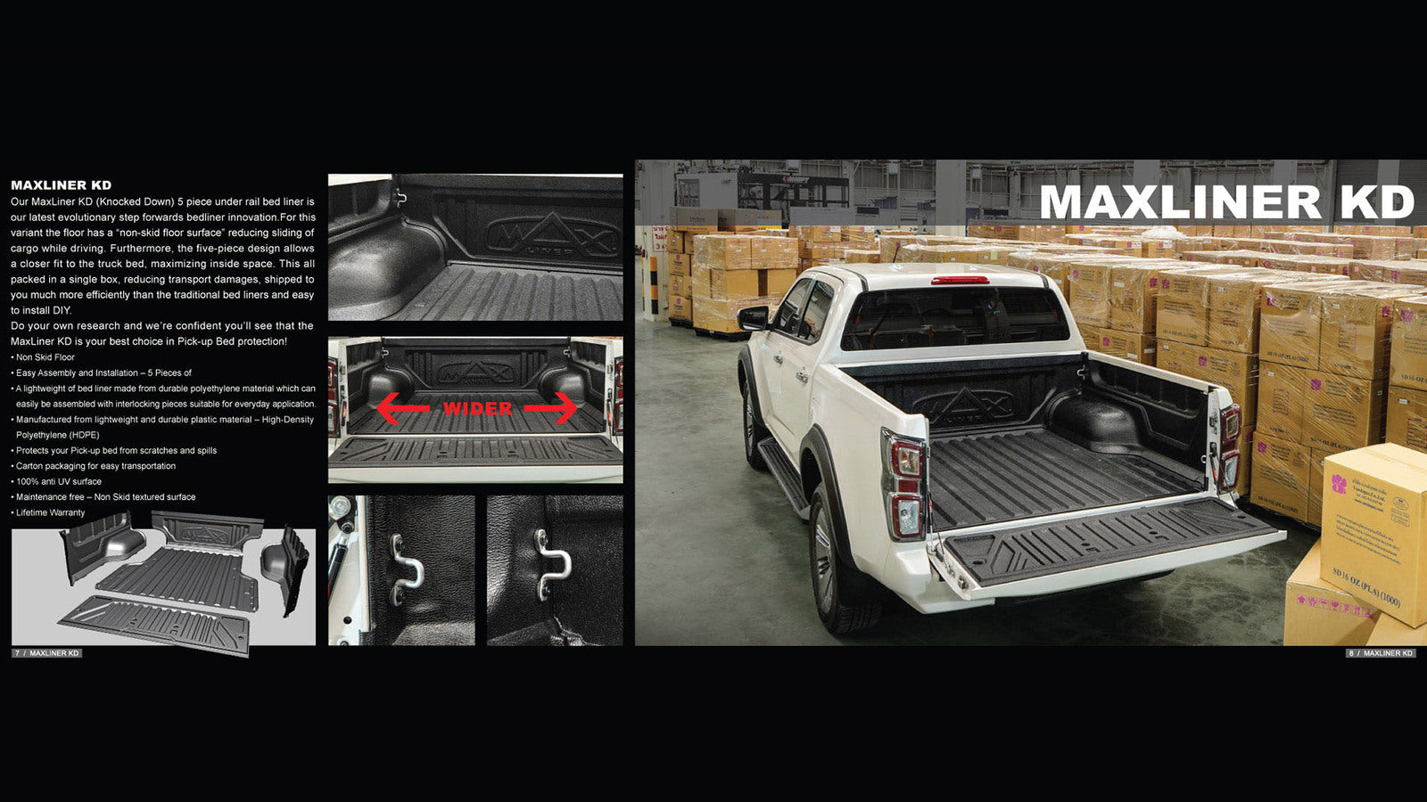 MaxPro KD 5-Piece Under Rail Bedliner Tub Liner Suitable For Toyota Hilux A Deck Double Cab 2015+