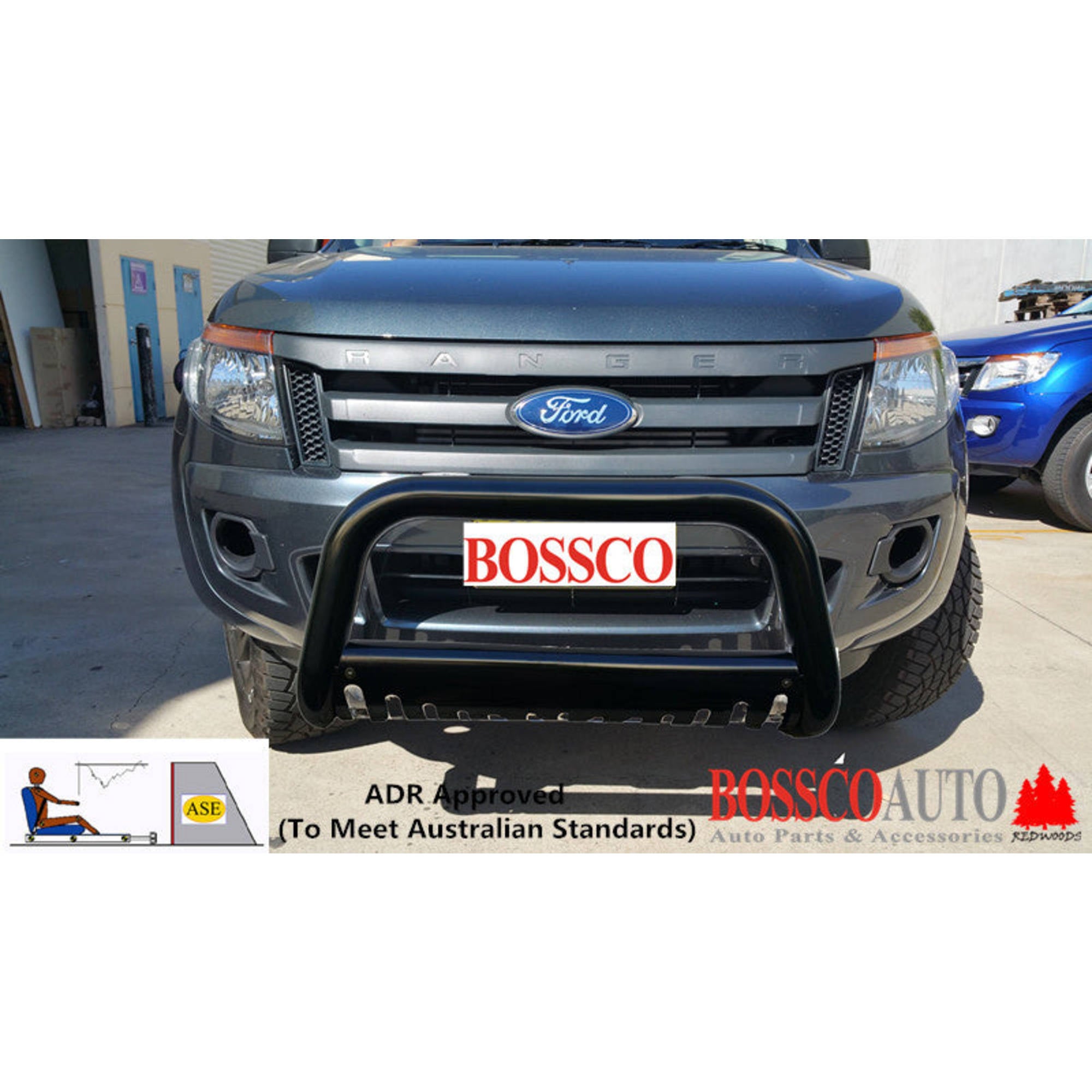 Black Nudge bar (With Skid Plate) Suitable for Ford Ranger PX 2012 - 2015