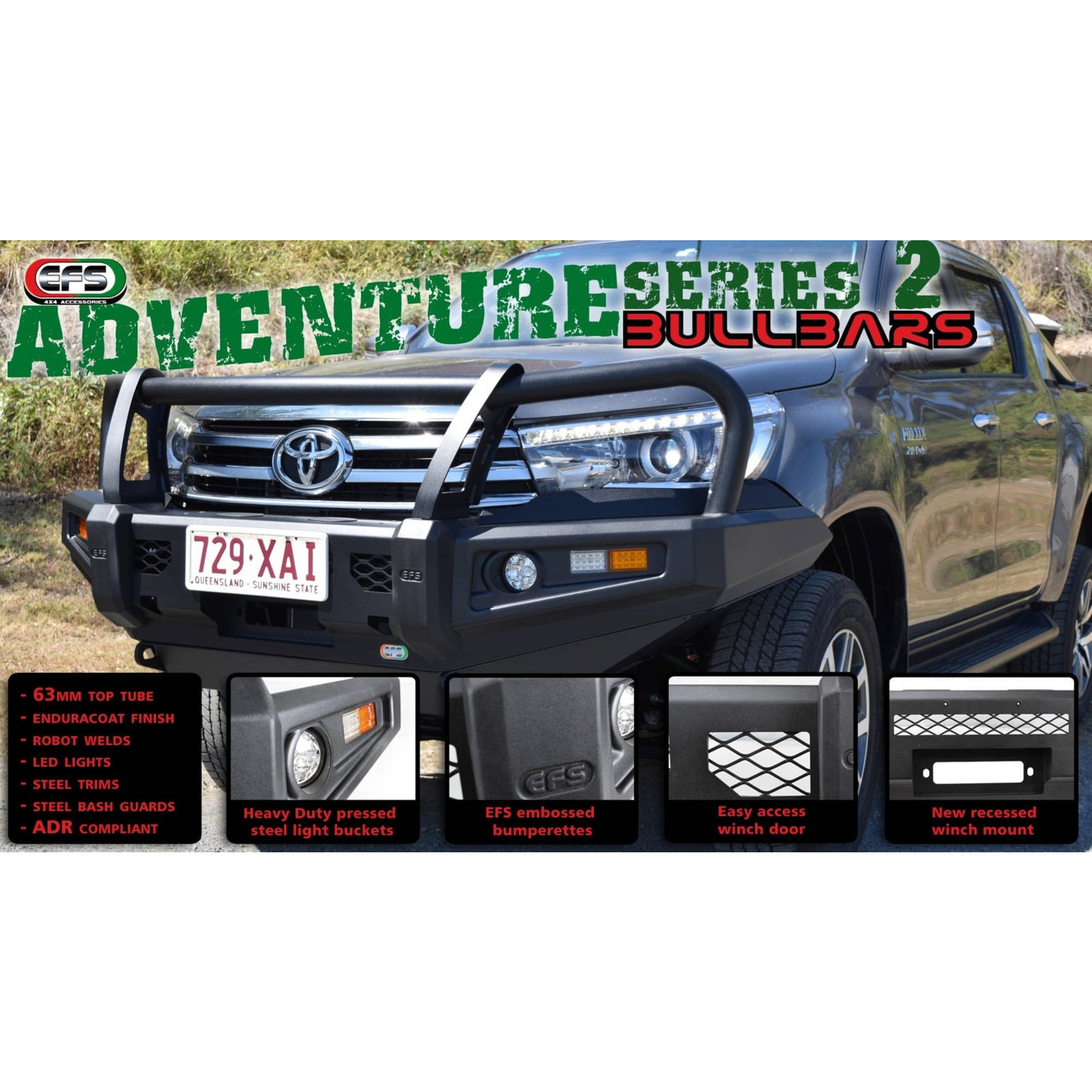 EFS Stockman Full Bumper Replacement Bullbar Suitable For Toyota Hilux 2012-2015