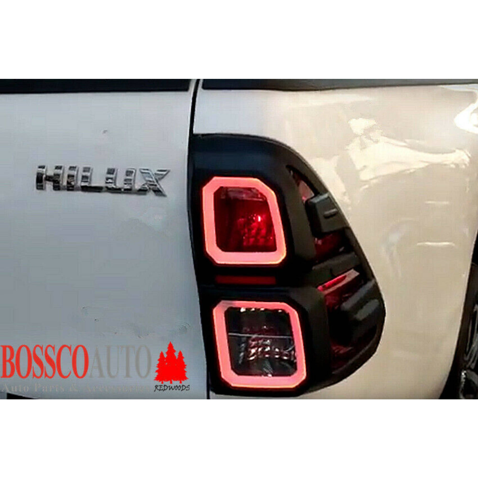 Matte Black Rear Tail Light Trim Covers Suitable For Toyota Hilux 2015-2020