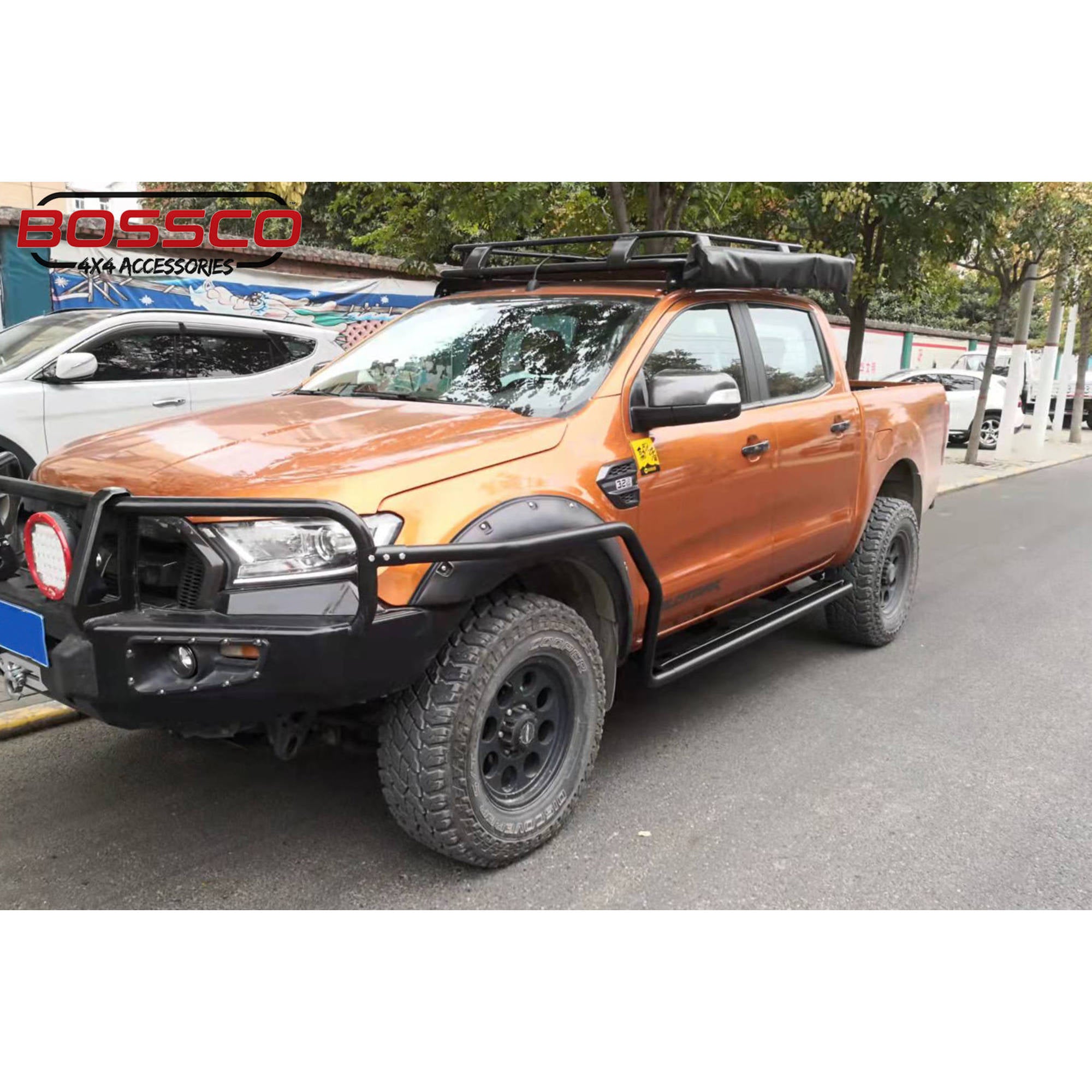 Heavy Duty Black Side Steps With Brush Bars Suitable For Ford Ranger PX 2012-2022