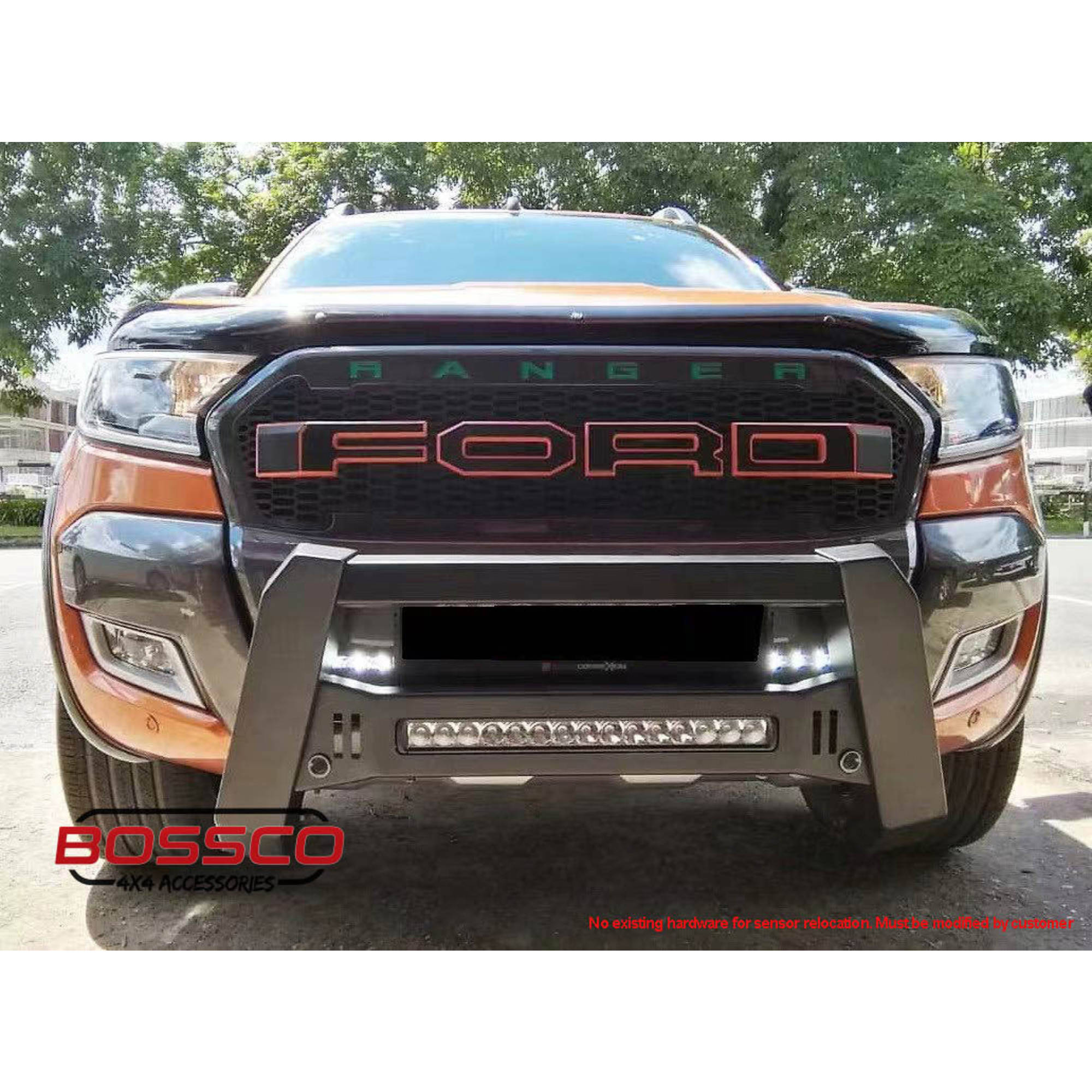 Matte Black Modular Nudge Bar with Integrated Light Bar Suitable For Ford Ranger 2015-2018