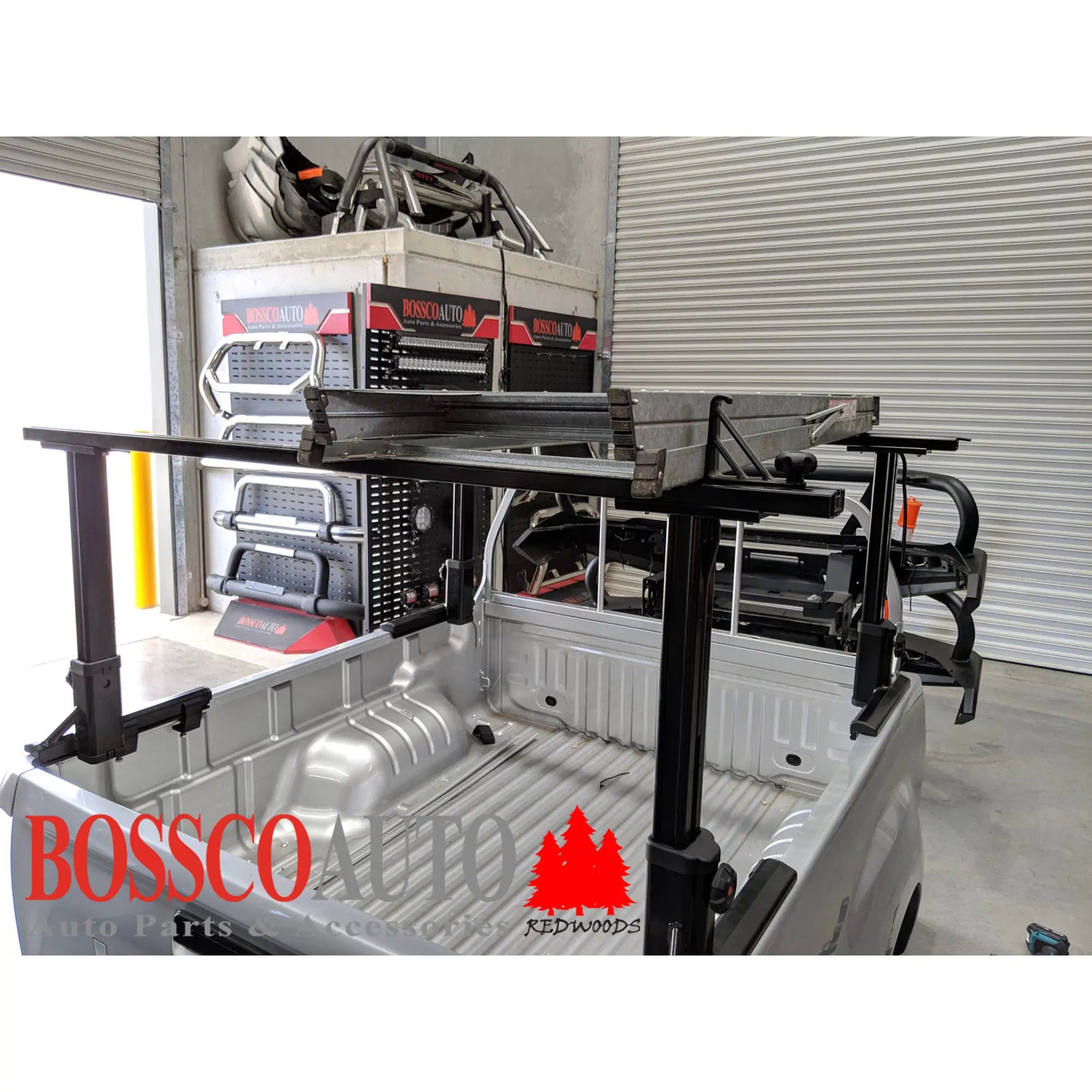 Aluminium Black Ladder Rack for Ute Tub | Multi-Height Adjustable Pair
