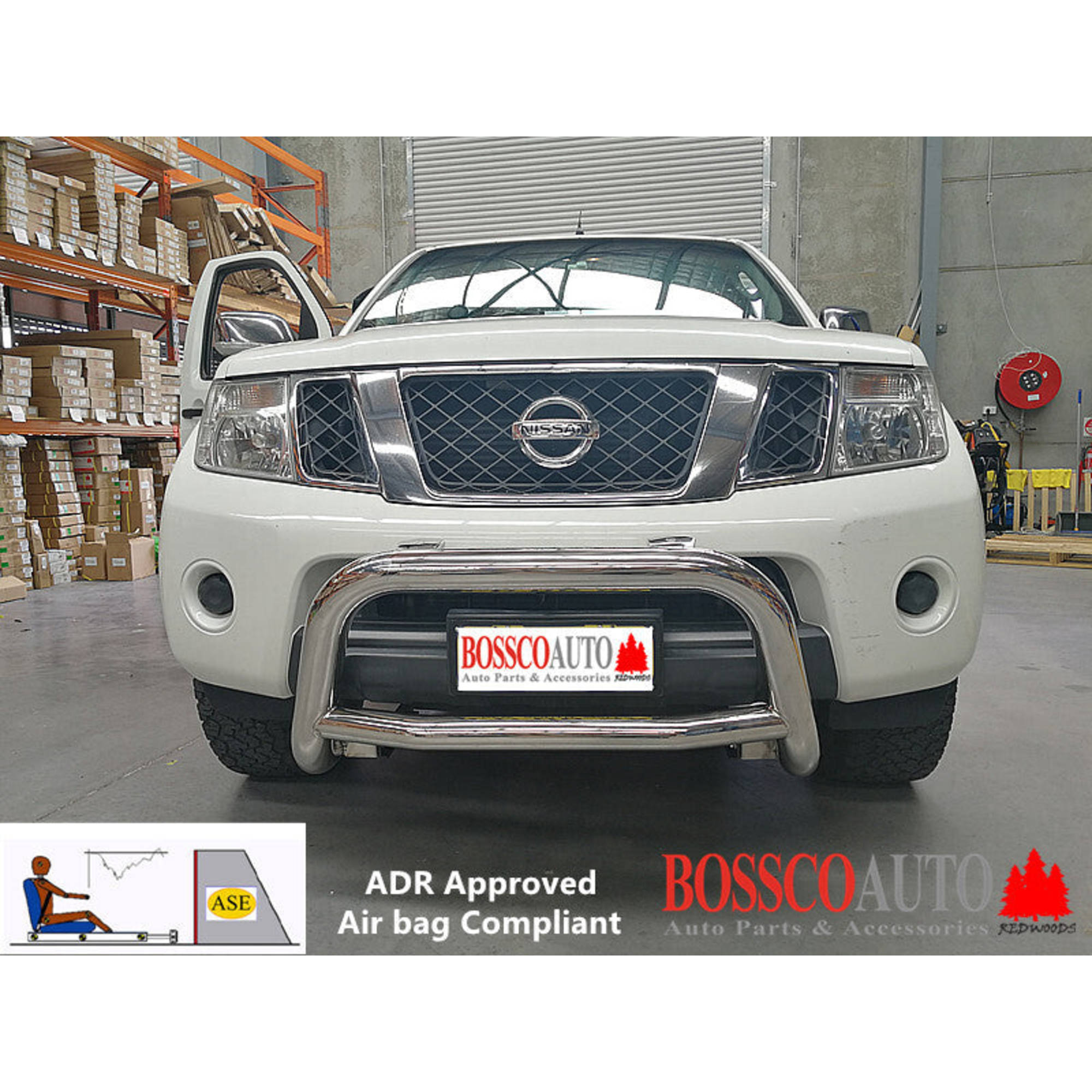Silver Nudge Bar suitable for Nissan Navara D40/Pathfinder - FACTORY SECONDS