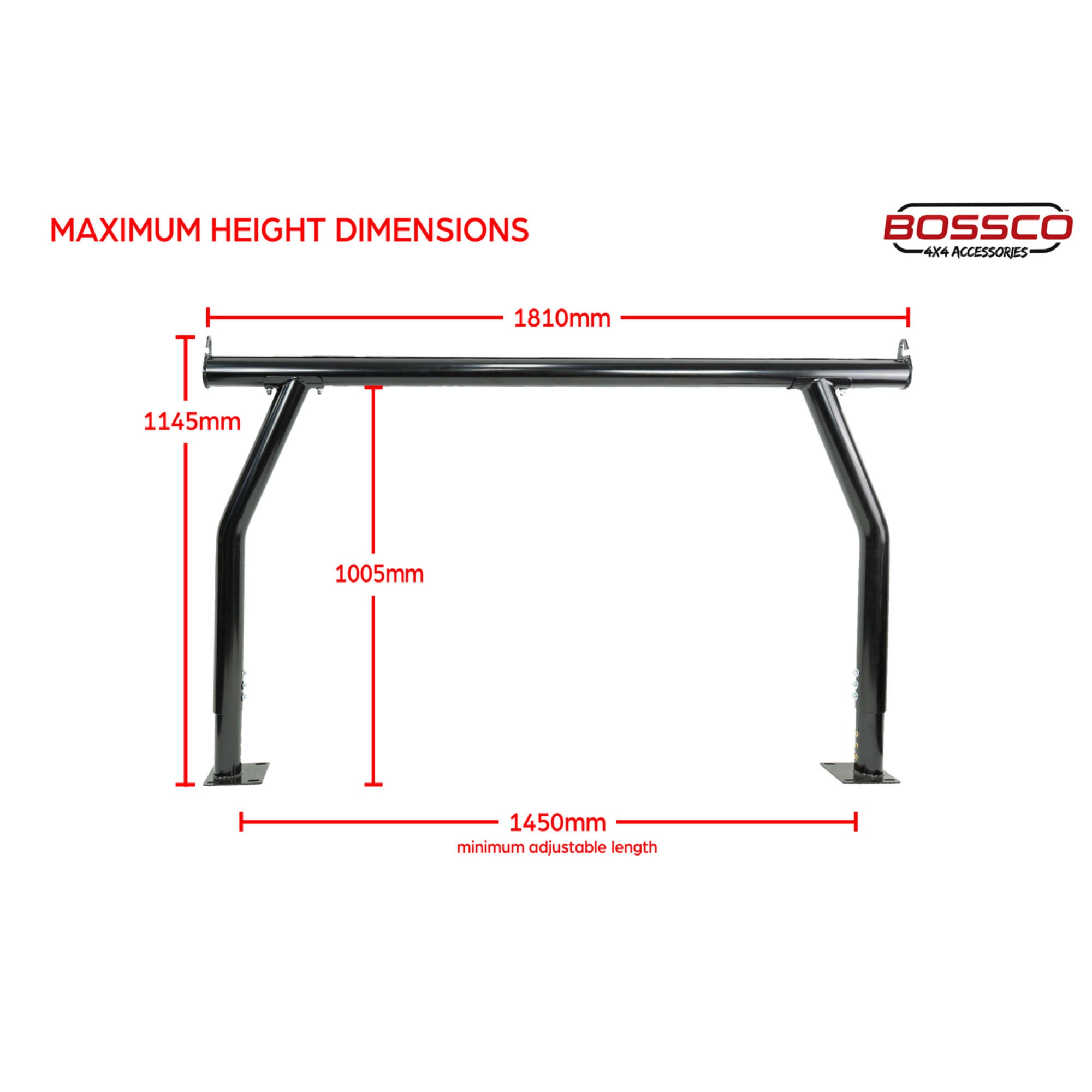 Universal Black Steel Ute Tray Ladder Rack