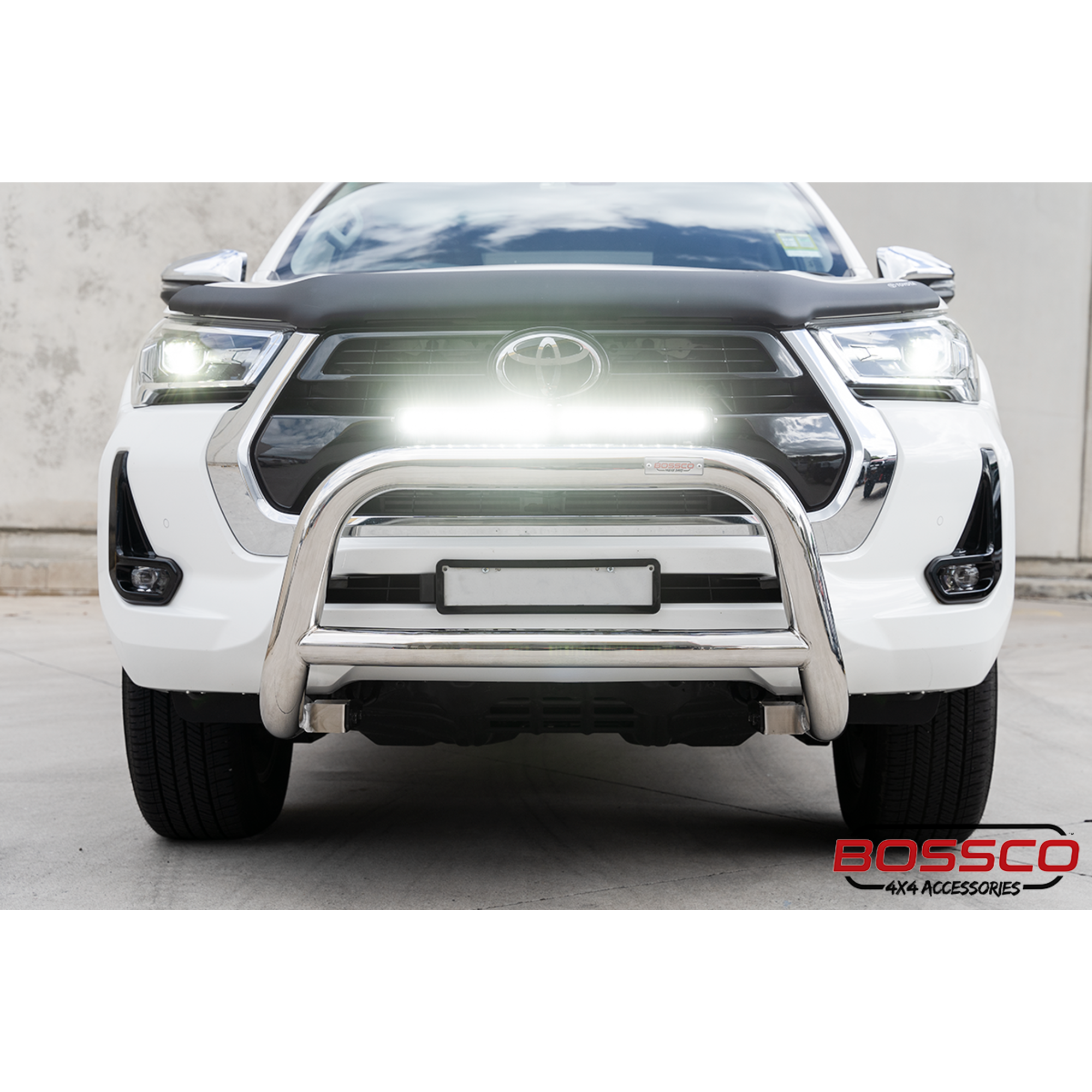 Black Nudge bar suitable for Toyota Hilux TRD 2015-2020 w/ 20" Modular Single Row LED Light Bar