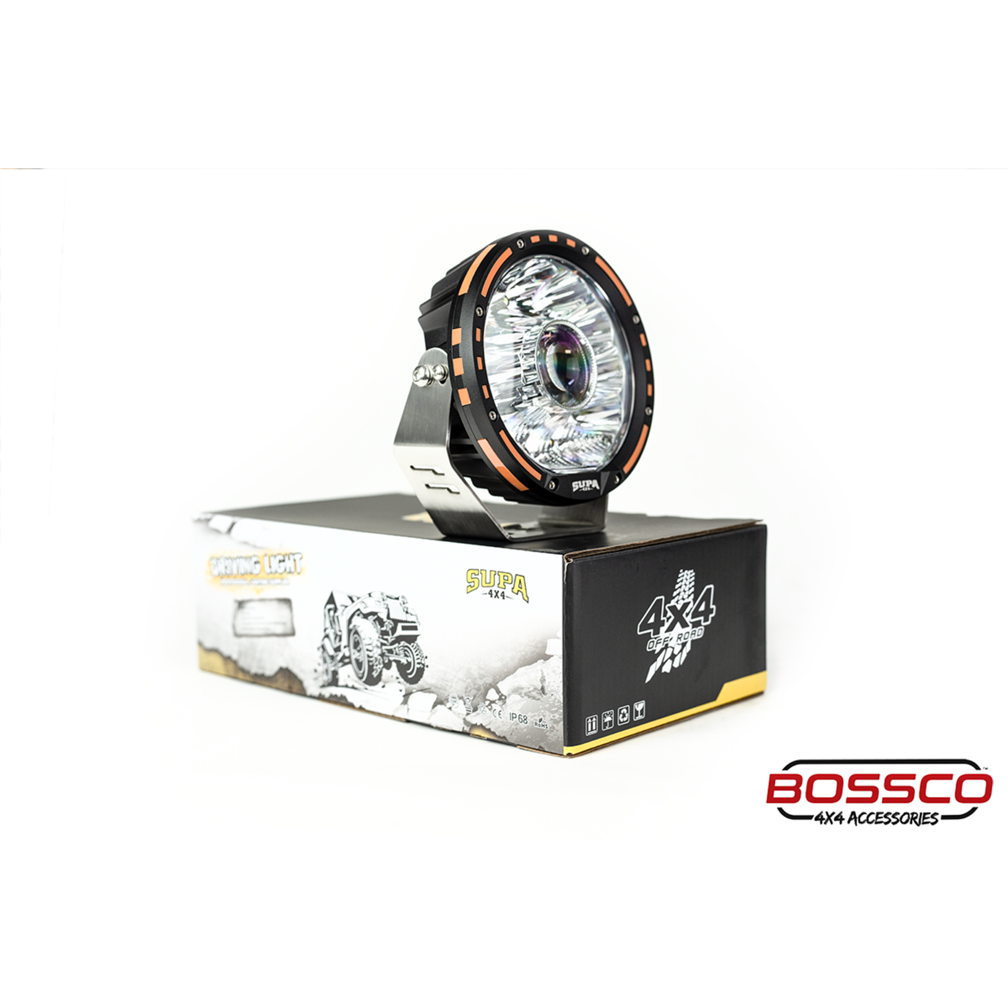 7" LED Driving Lights with LED LASER | 1 Lux @ 1076m | 13520 Lumens | IP68 Rated - PAIR W/ Wiring Harness