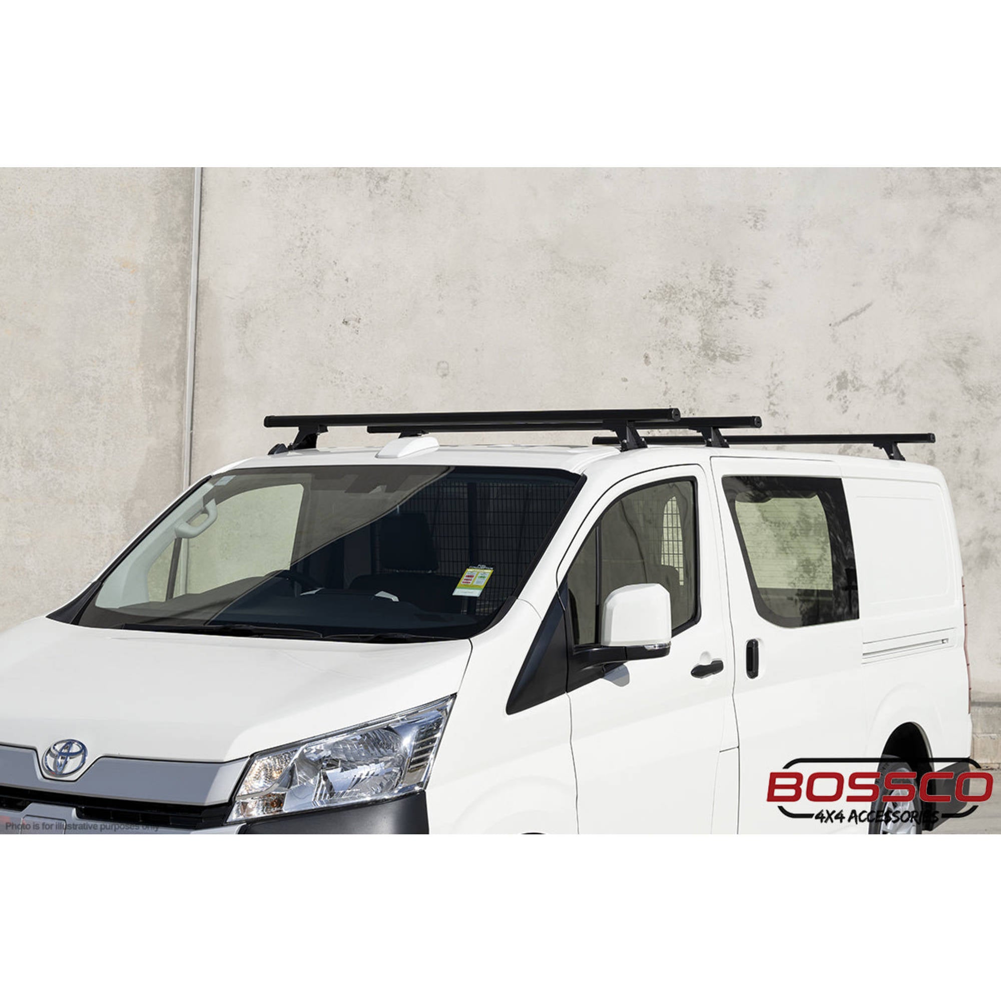 Set of 3 Black Heavy Duty Roof Racks Suitable for Toyota Hiace SLWB 2019-2024
