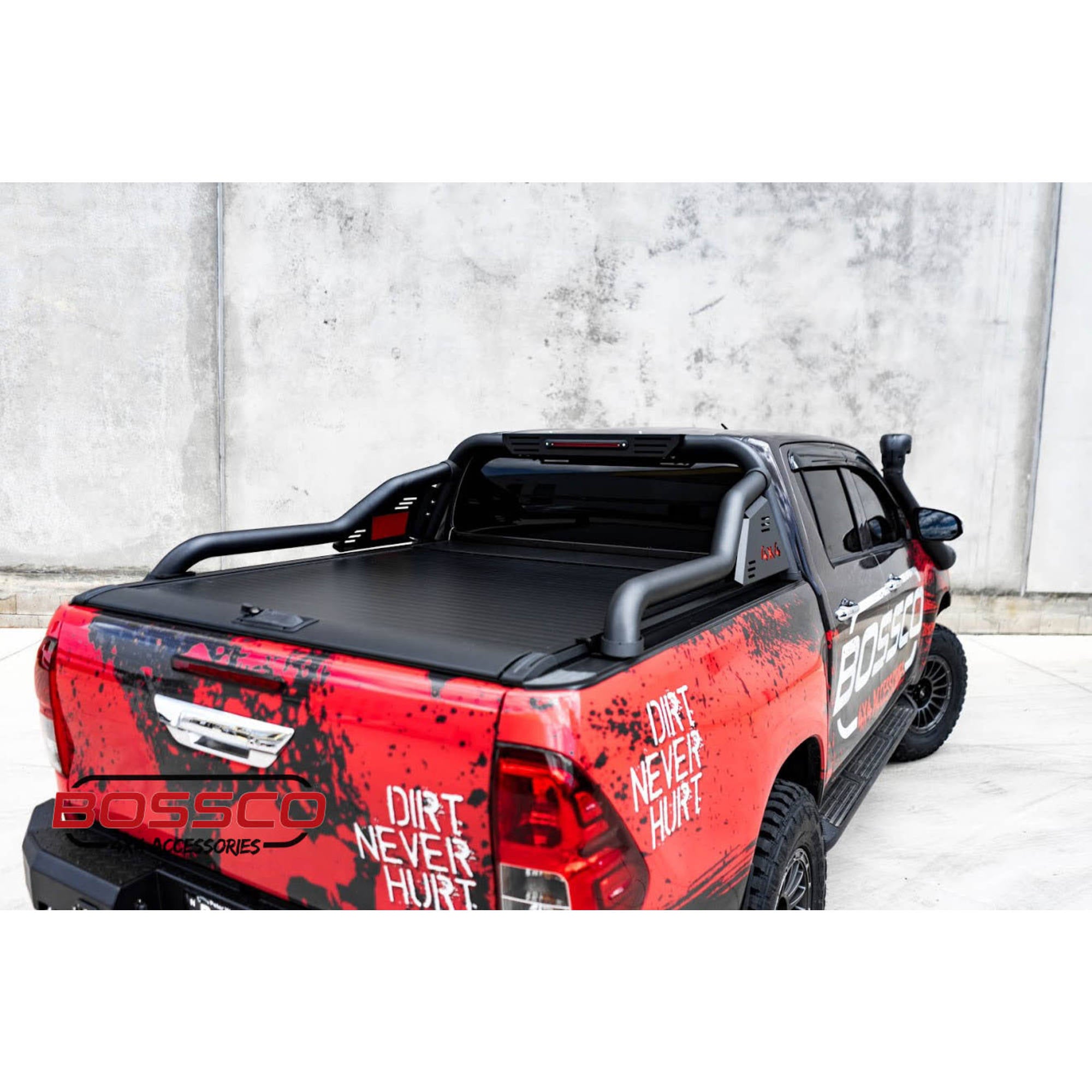 Black Steel Extended Sports Bar Suitable With BA Roller Shutters - For Large American Utes