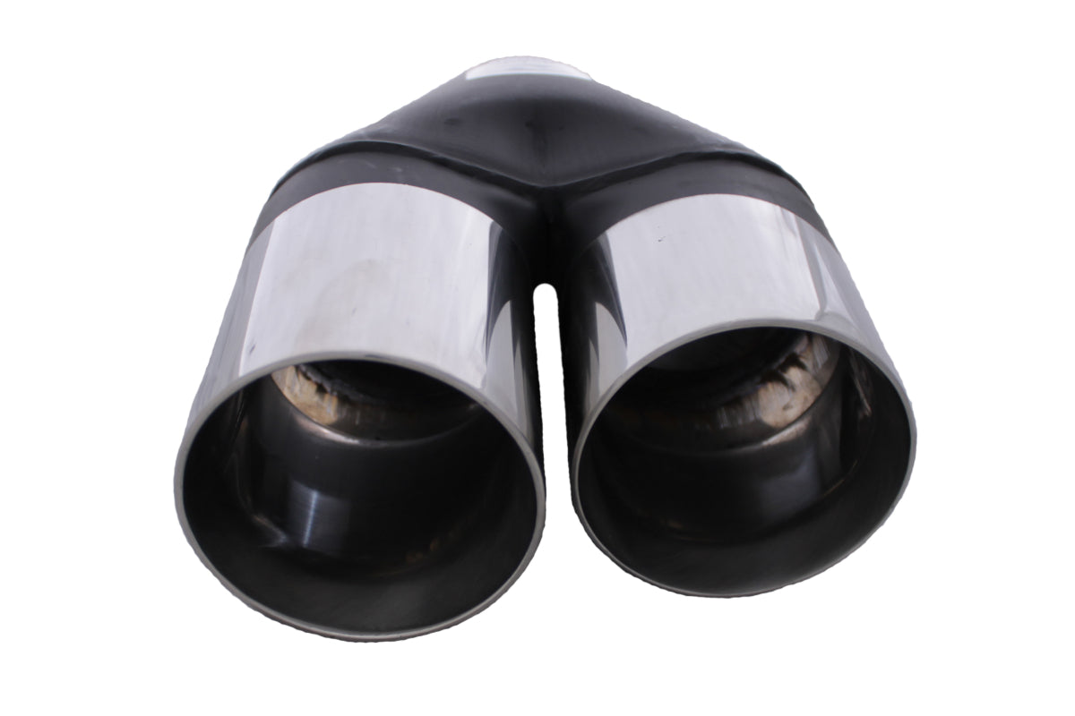 Dual 3.5" Exhaust Tip Y-Piece Inner Cone Staggered Twin 3 ½" Out 9" Long 304 SS