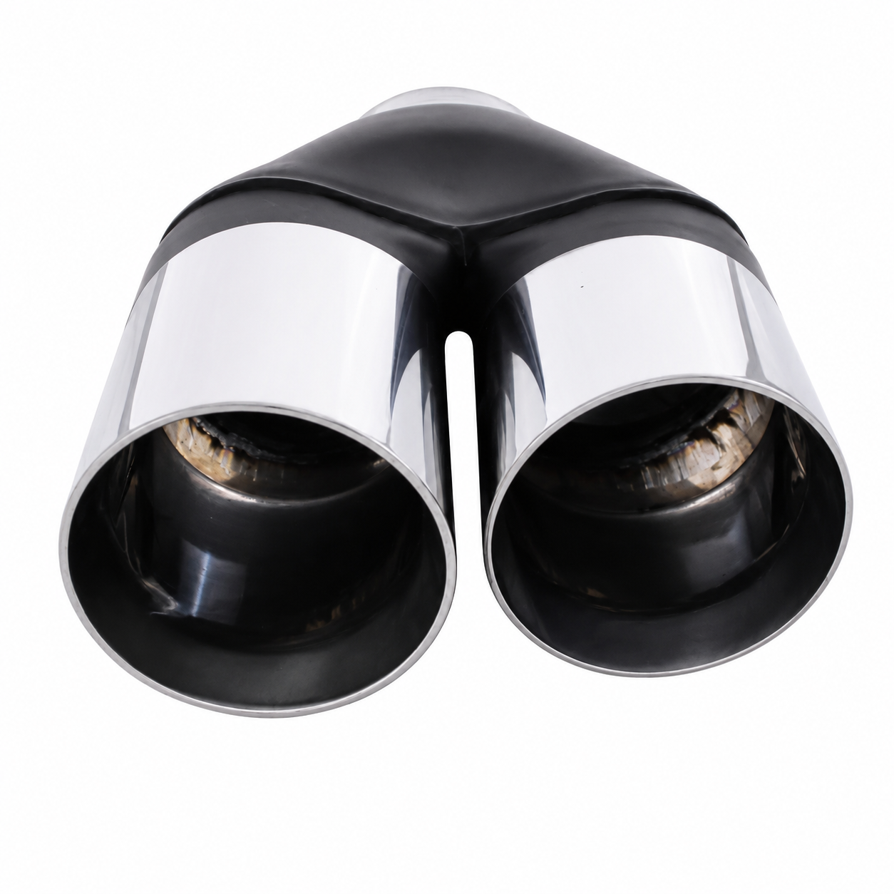 Dual 3.5" Exhaust Tip Y-Piece | Staggered Twin 3" Outlet Stainless Steel Exhaust Tip