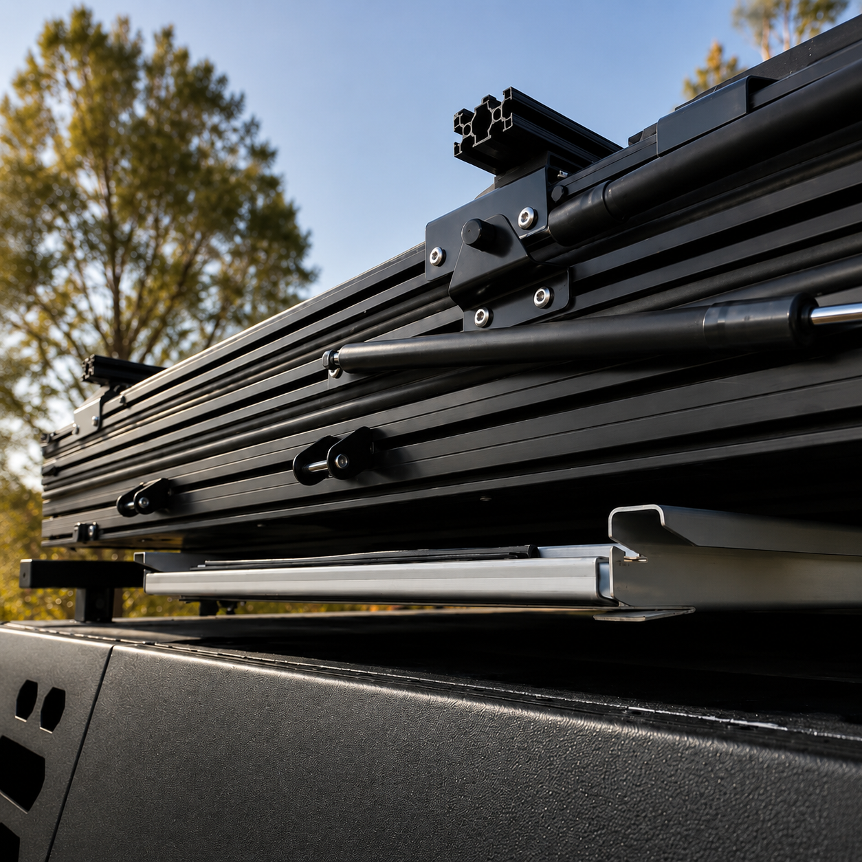 Roof Rack Table Storage Slide | Universal Folding Camping Table Mount for Roof Racks & Canopies