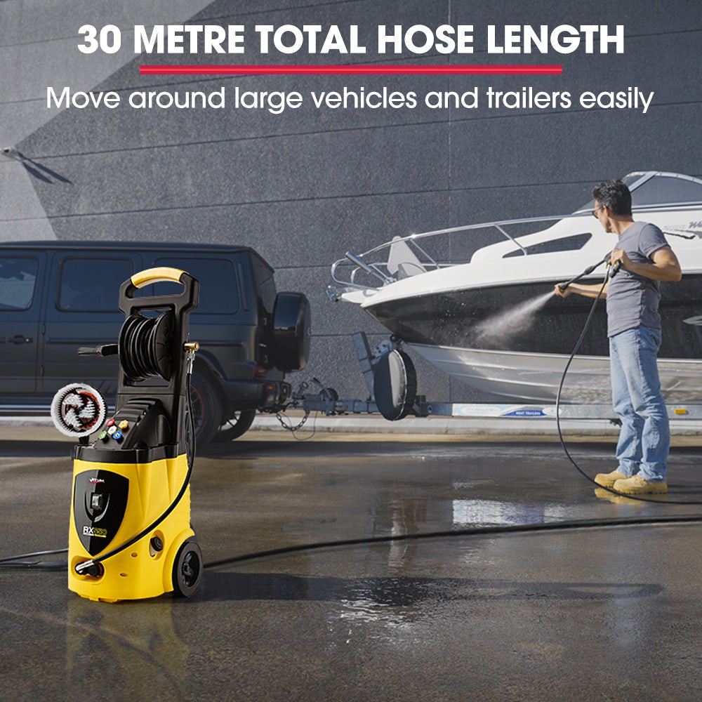 Jet-USA RX550 Electric High Pressure Washer 3500PSI Ultimate Pack, 5 Nozzles, Spin & Wheel Brush, Deck Cleaner, Turbo Head, Angled Lance, 30M Hose Reach