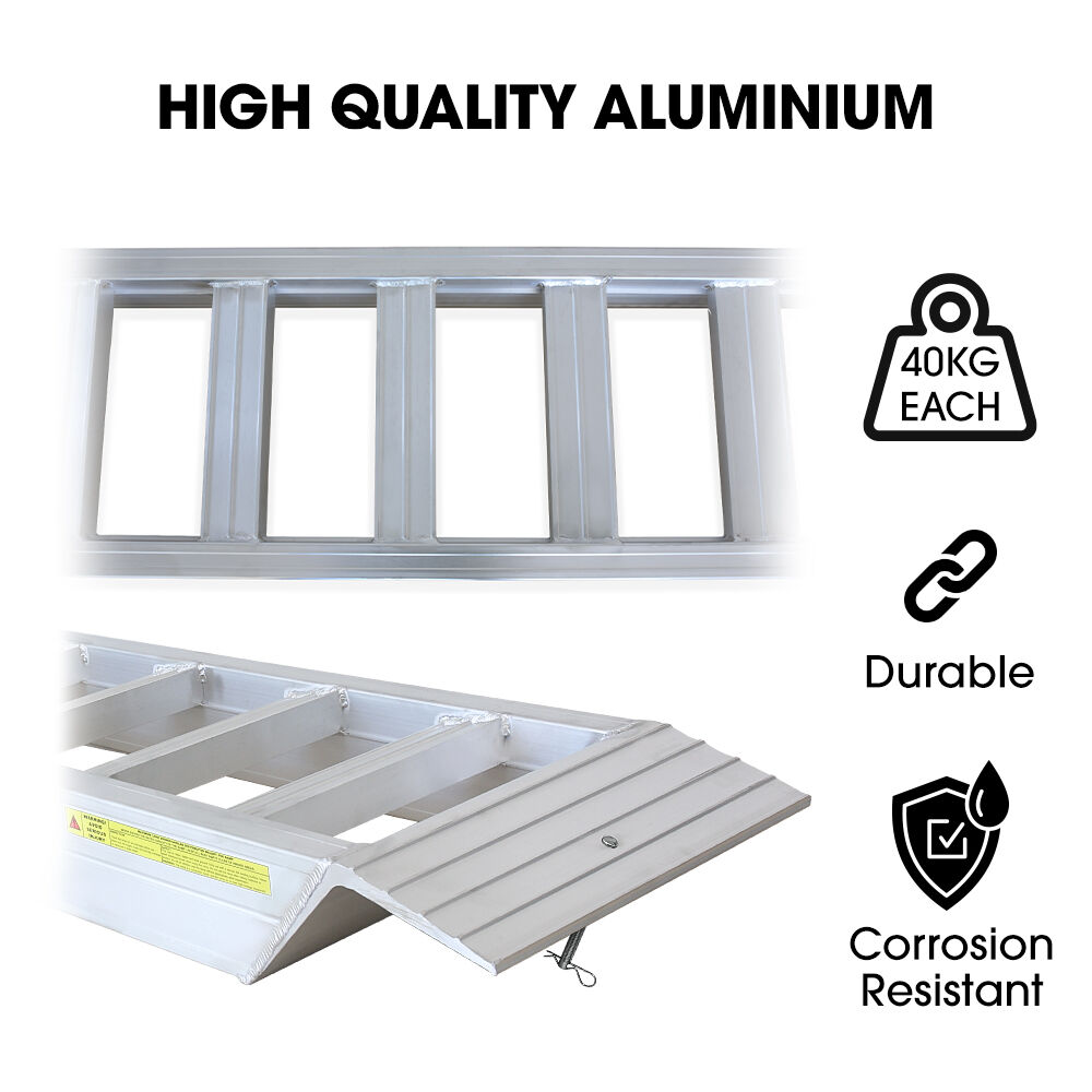 BULLET Pair of 3.8m Aluminium Loading Ramps, 4000kg Total Capacity, Heavy-Duty, 80cm Max Height, Safety Pin, for Car, 4x4, Ride on Mower, ATV, Mini Excavator