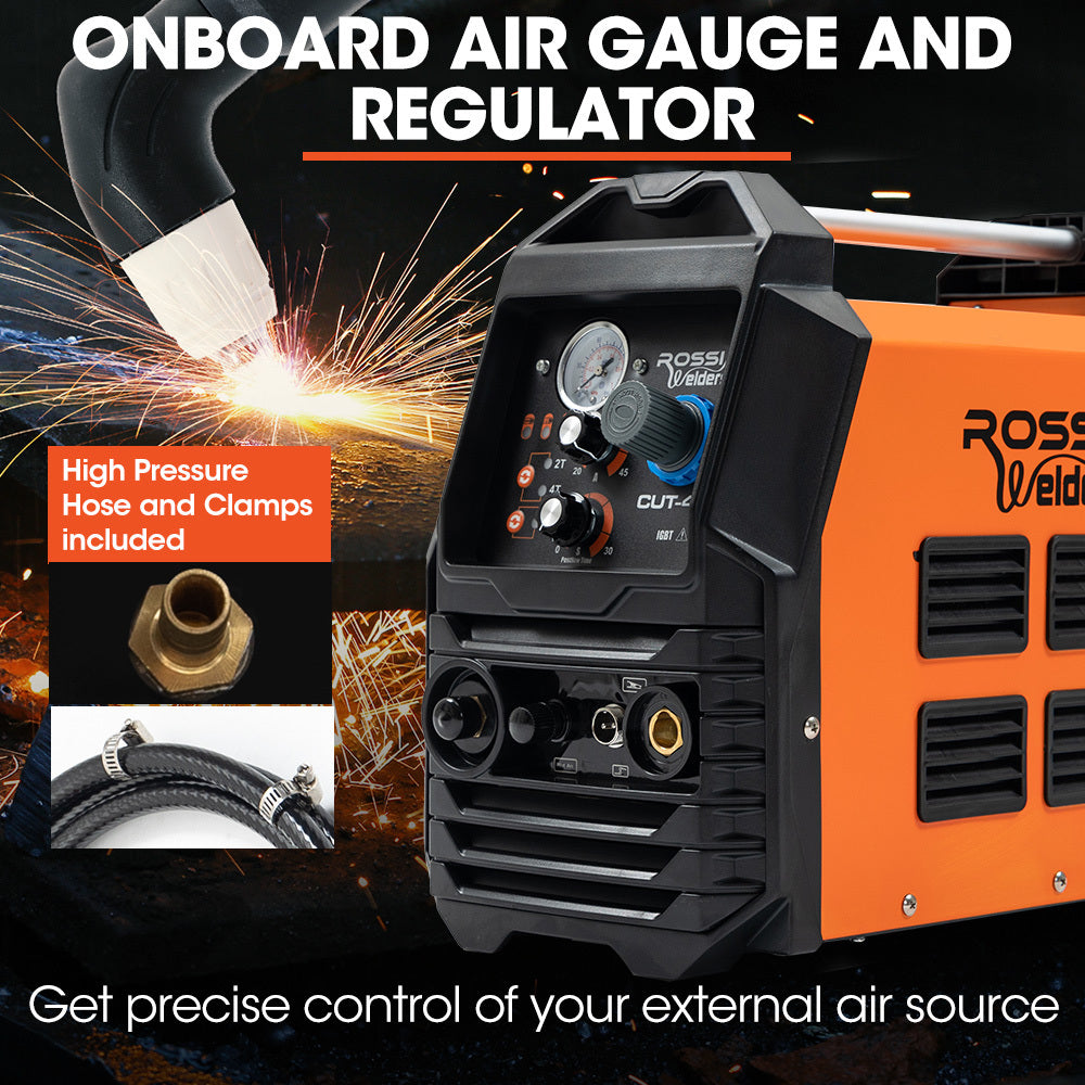 ROSSI 45A Plasma Cutter, Non-Touch Pilot ARC for Easy Cuts of Painted or Rusty Metals, DC Inverter Cutting Machine
