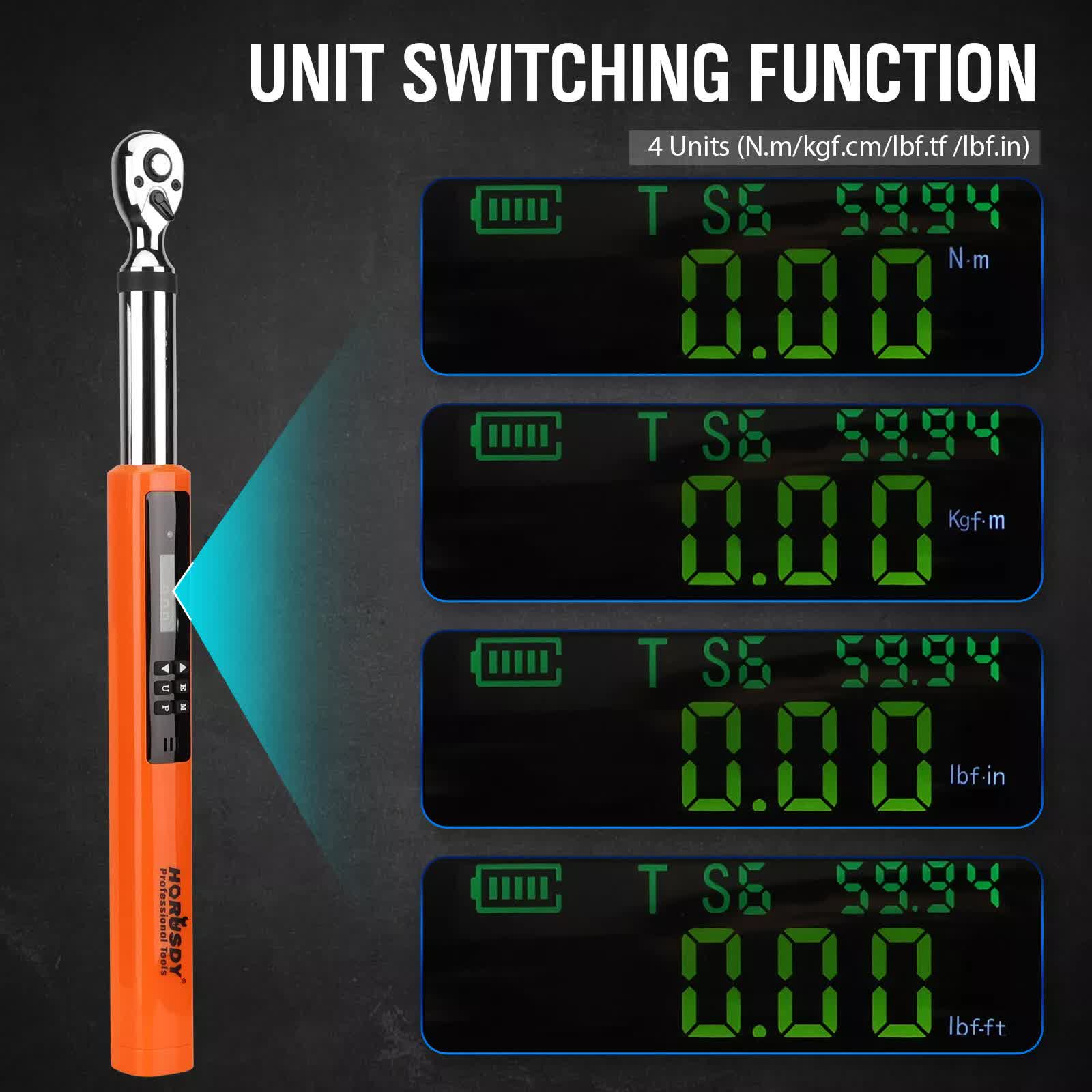 3/8" Drive Digital Torque Wrench Electronic Adjustable Torque Range 44ftlb