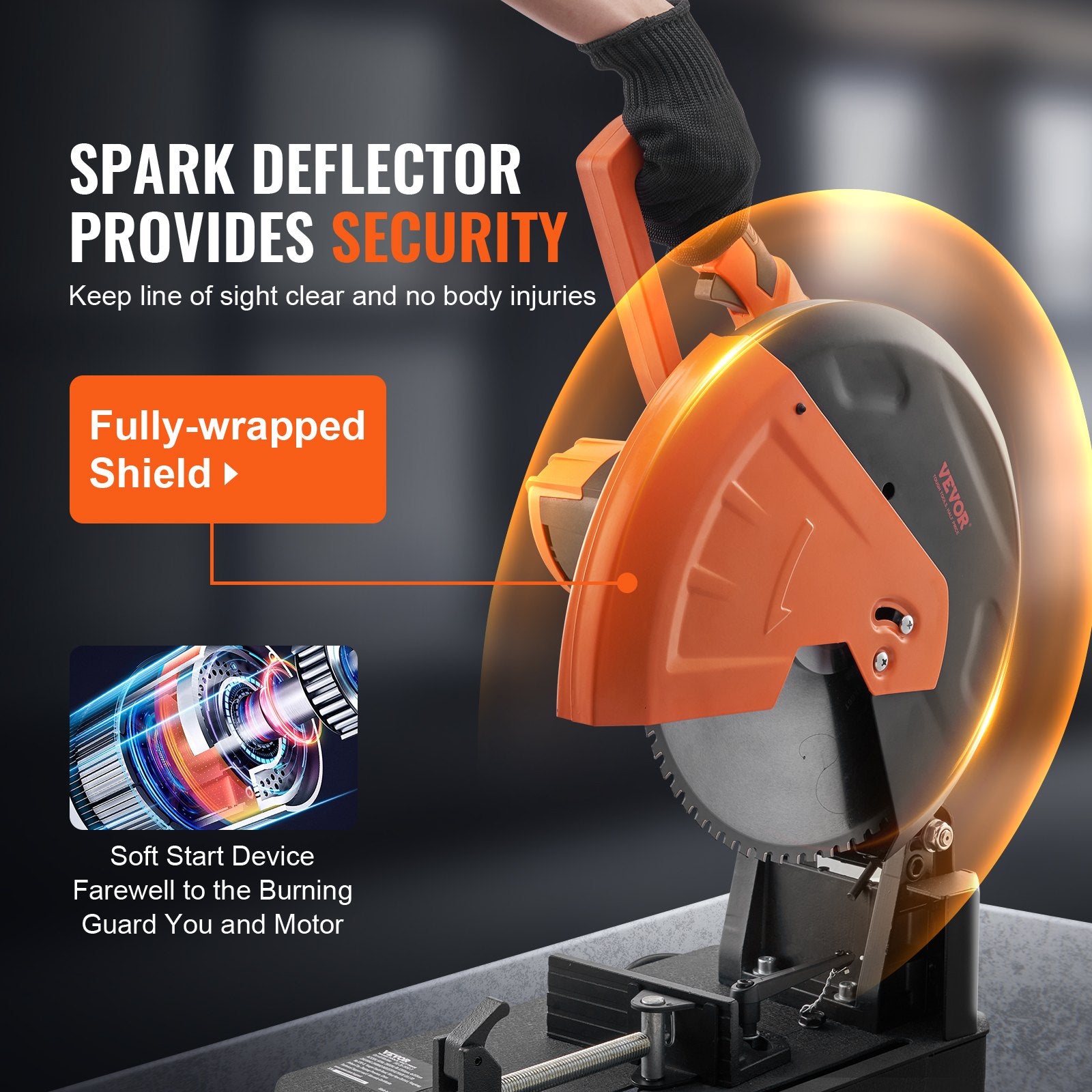 VEVOR Chop Saw, 14"/355mm Blade Diameter Cut Off Saw, 2800W 1200RPM Steel Cutting Machine, Adjustable Dry Cut Chop Saw, Miter Saw for Cutting Metal Cold Cut Saw for Steel/Rebar/Iron/Aluminum