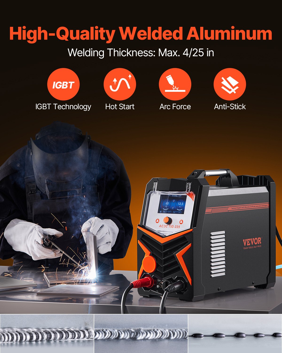 VEVOR TIG Welder 6-In-1 AC/DC Welding Machine Pulse Spot MMA Stick IGBT Inverter
