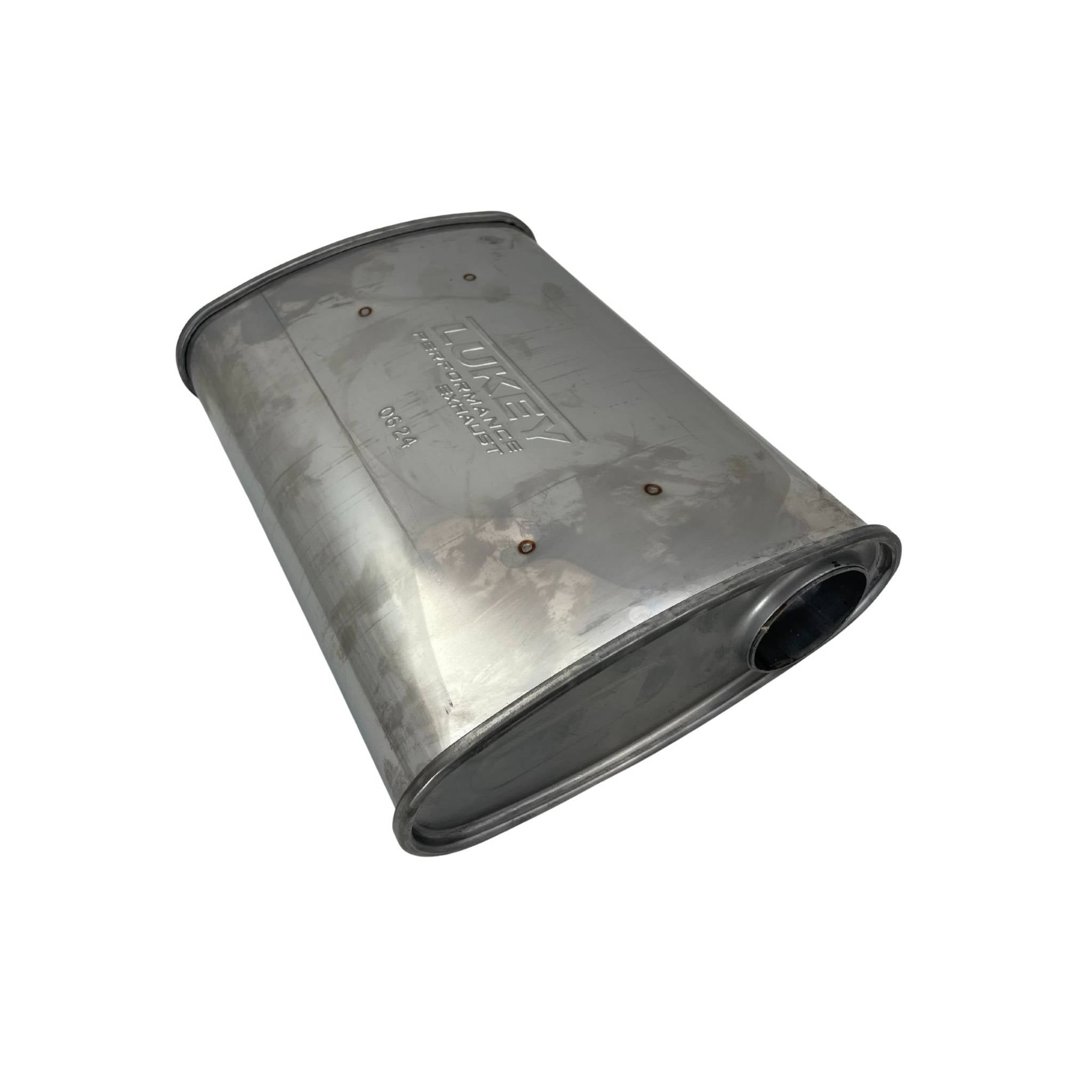 2.5" 10"x4" 14" Lukey Turbo O/O Triple Flow Muffler 430 Stainless Steel