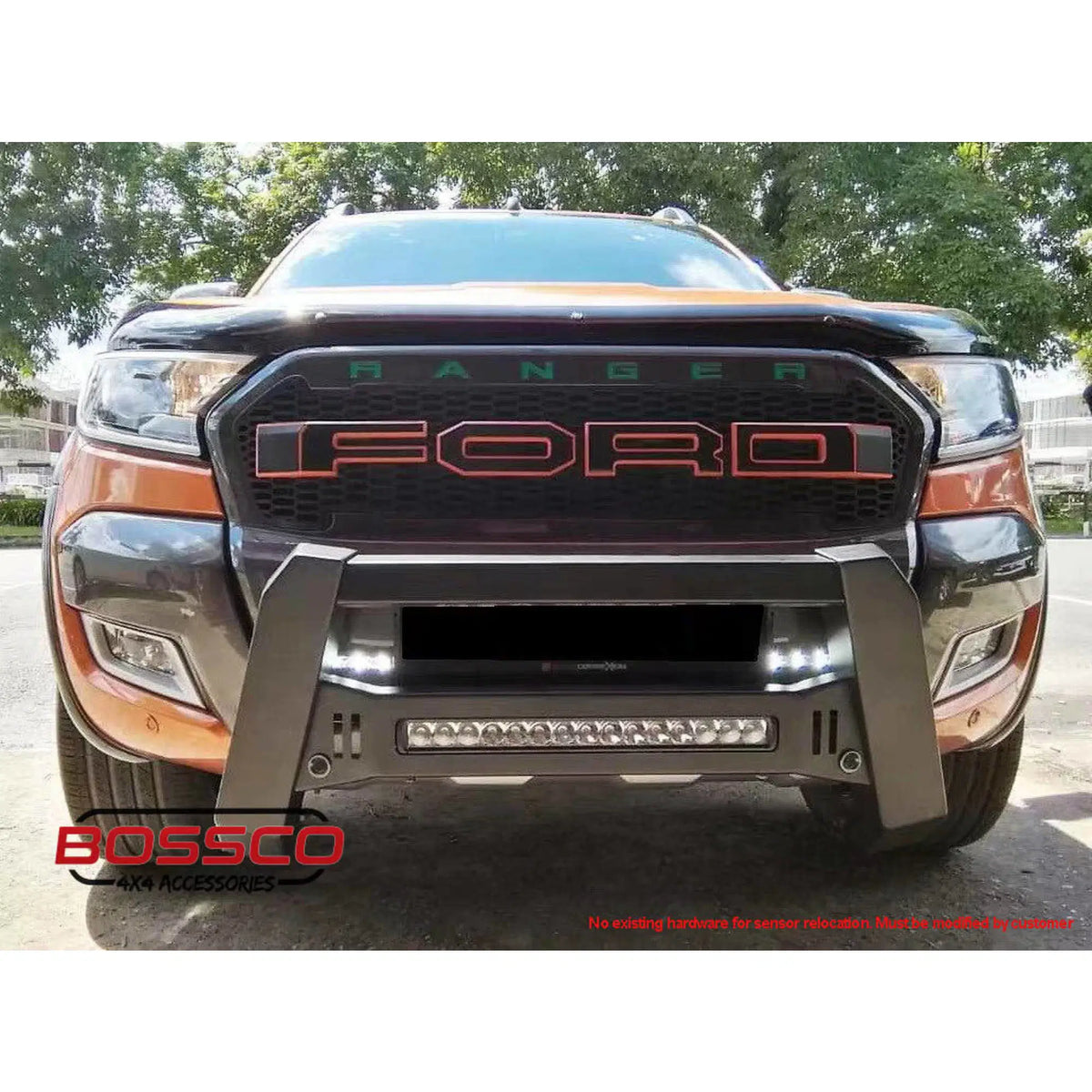 Matte Black Modular Nudge Bar with Integrated Light Bar Suitable For Ford Ranger 2015-2018