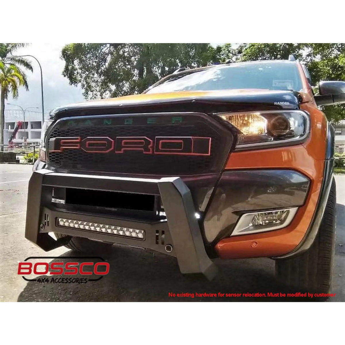 Matte Black Modular Nudge Bar with Integrated Light Bar Suitable For Ford Ranger 2015-2018