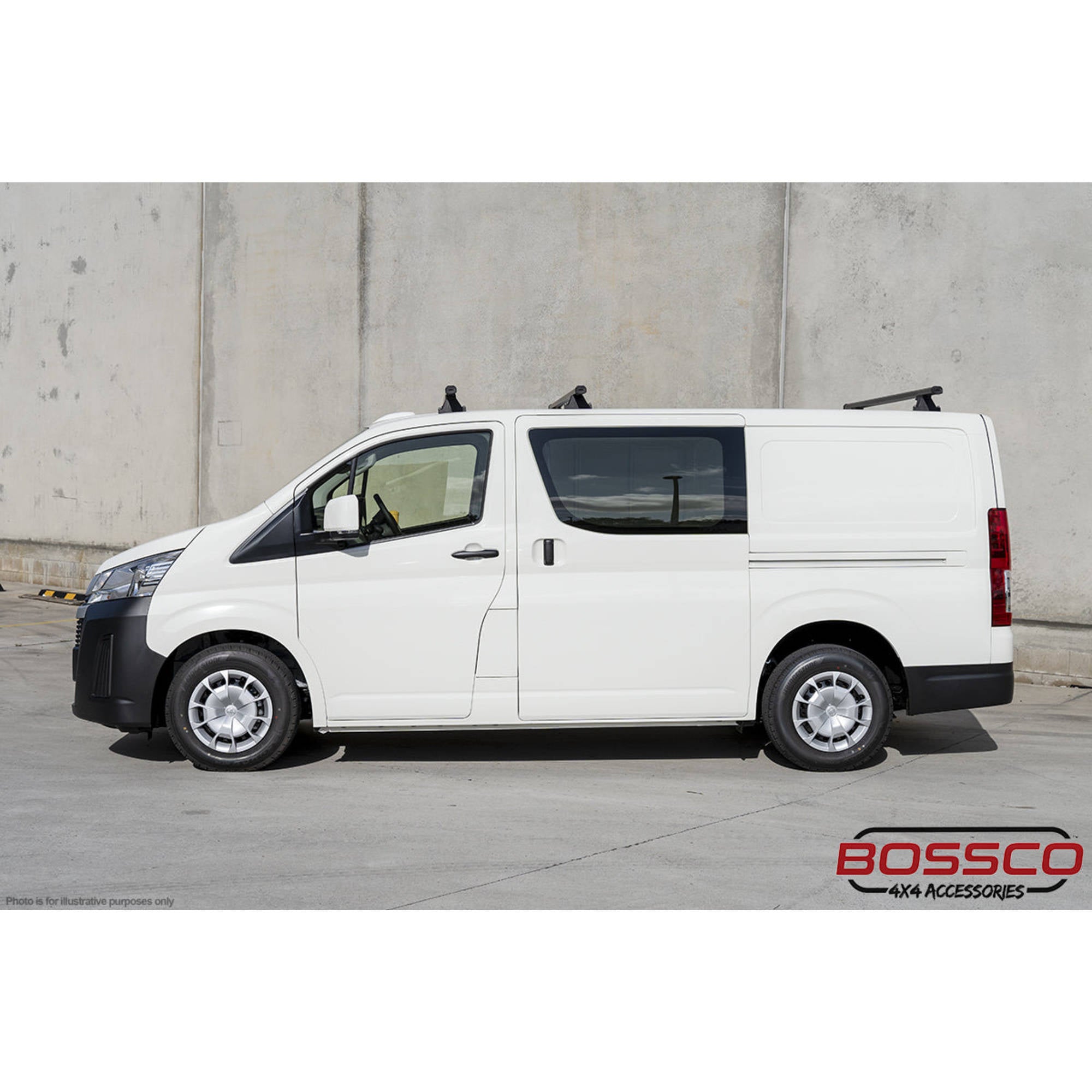 Set of 3 Black Heavy Duty Roof Racks Suitable for Toyota Hiace SLWB 2019-2025