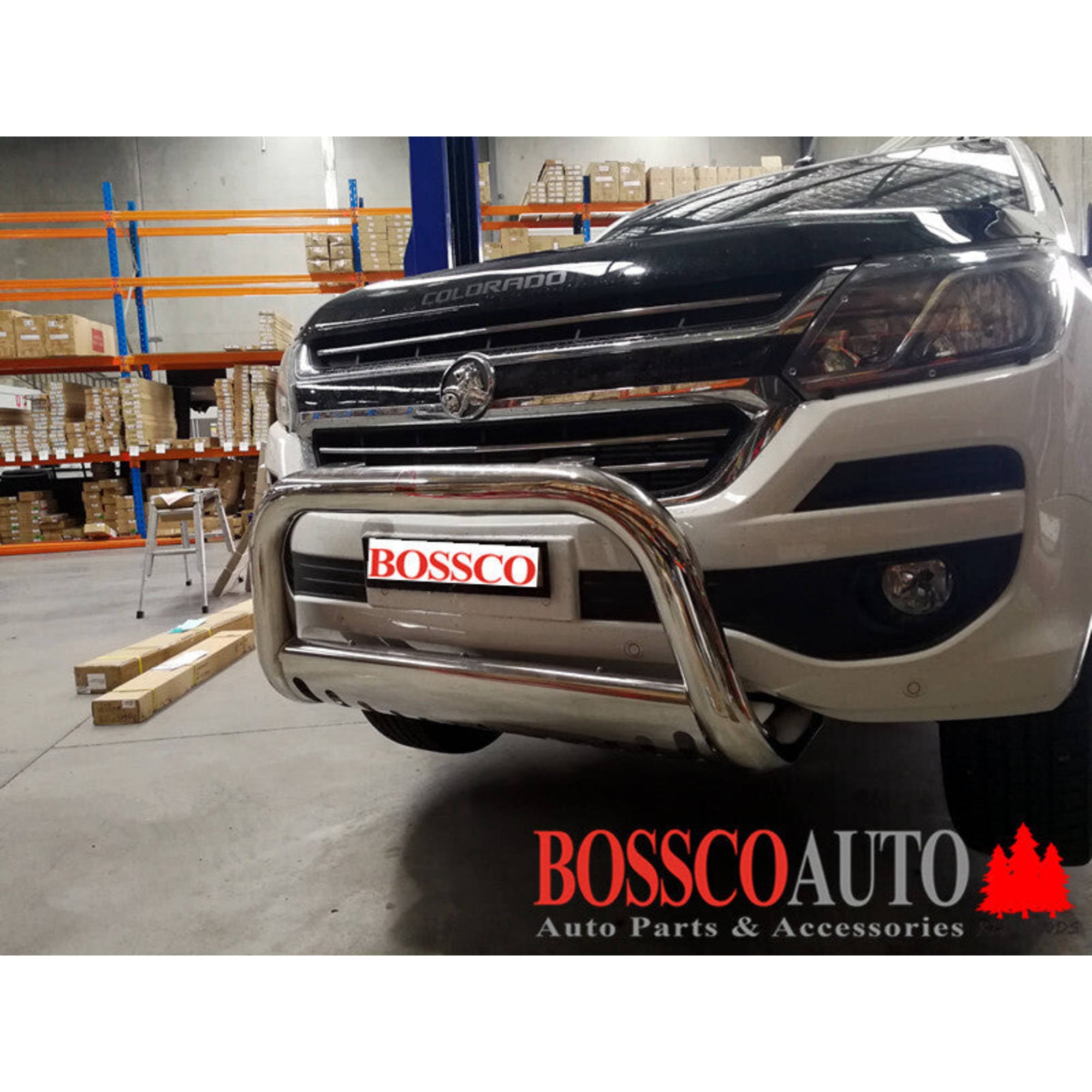 Low Chrome Stainless Steel Nudge Bar with Stone Guard / Bash Plate for Colorado 2012-2016