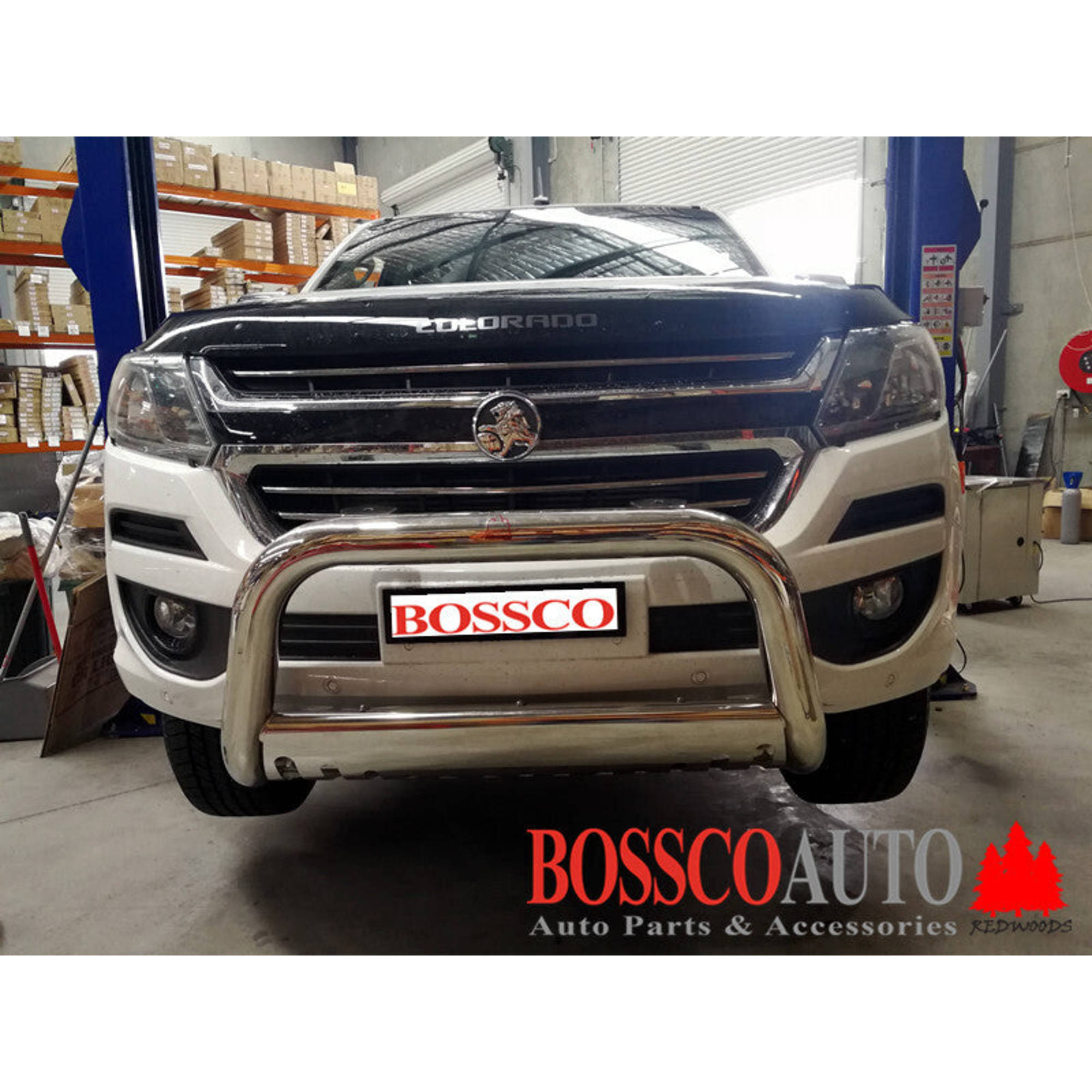 Low Chrome Stainless Steel Nudge Bar with Stone Guard / Bash Plate for Colorado 2012-2016